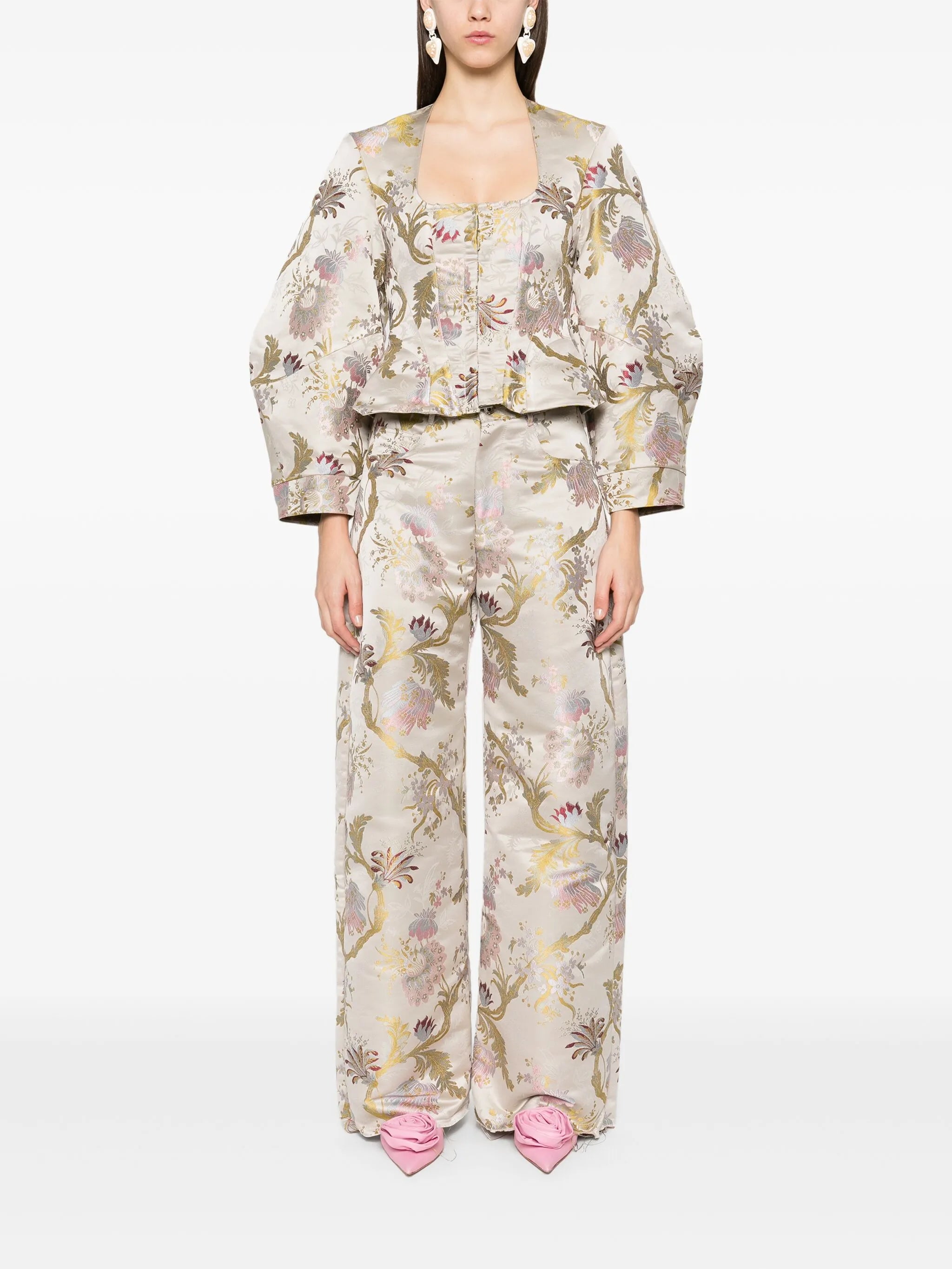 brocade-effect satin blouse