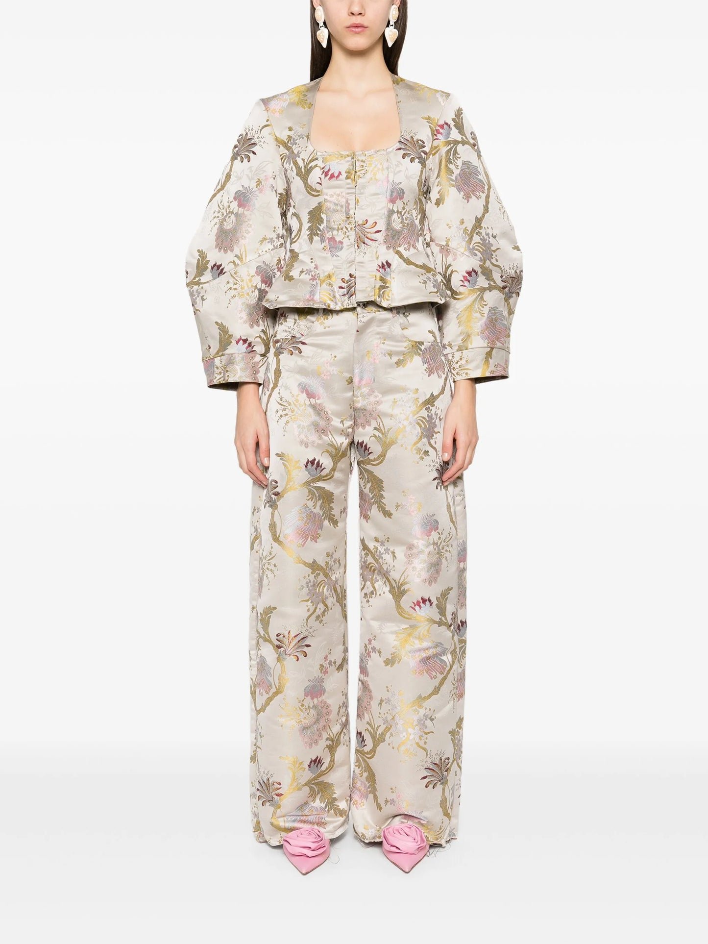 brocade-effect satin blouse