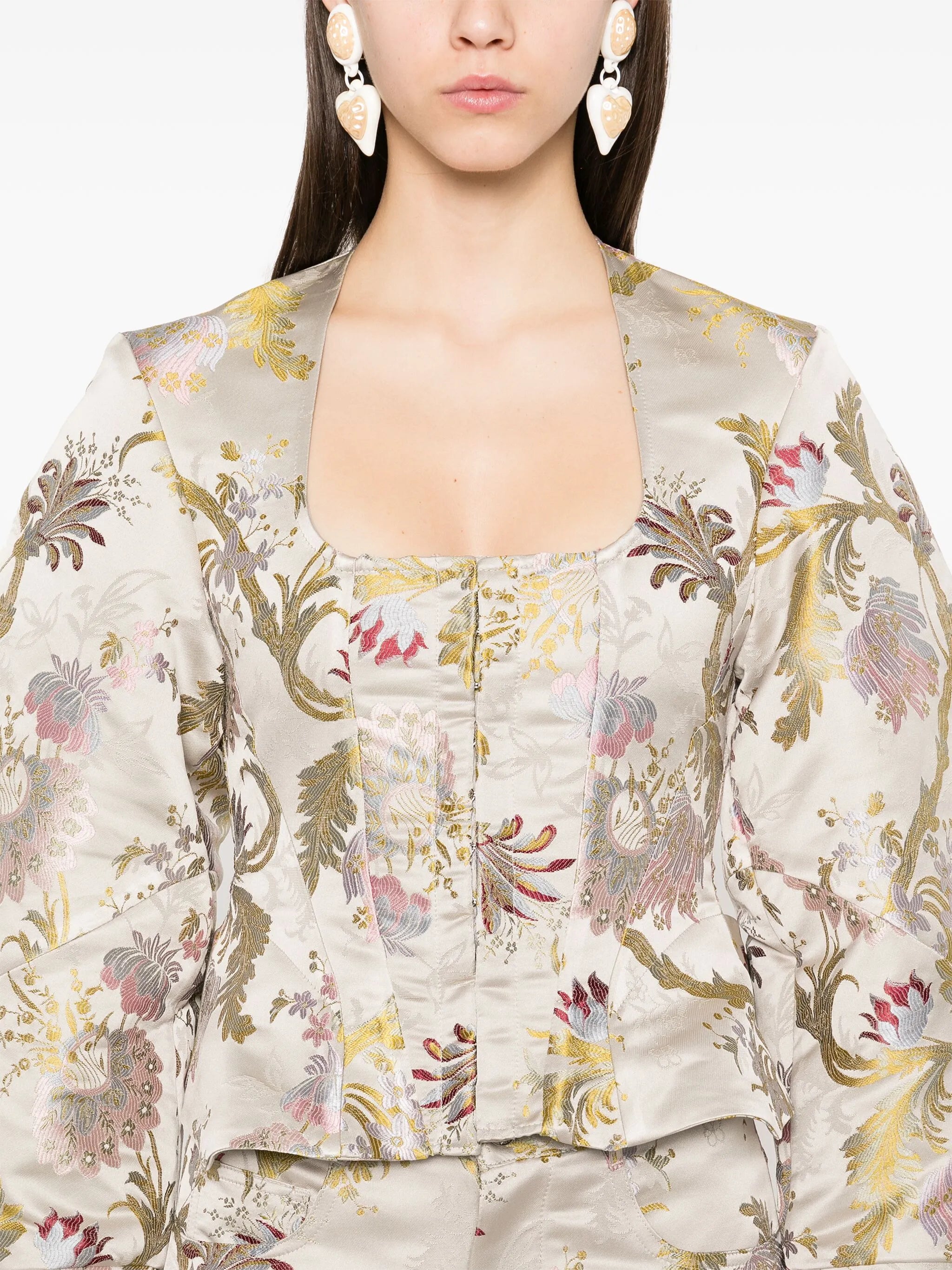 brocade-effect satin blouse