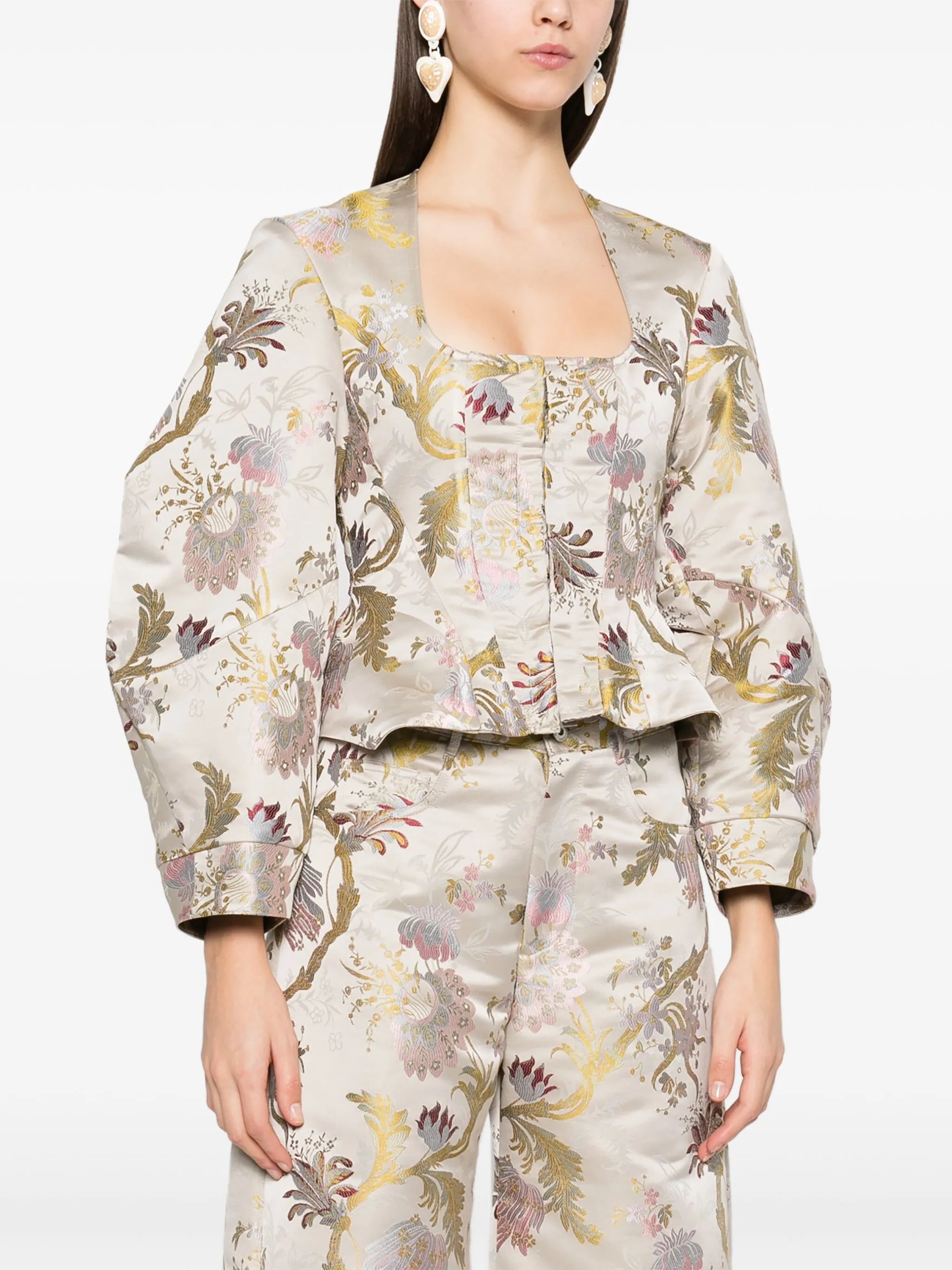 brocade-effect satin blouse