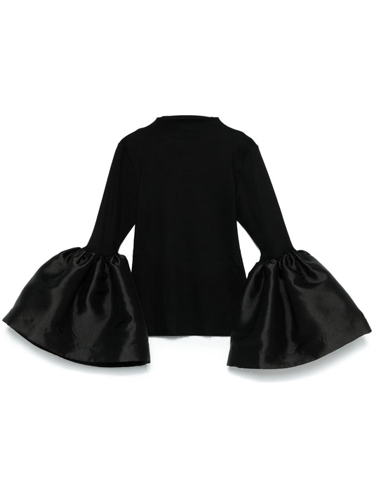 black turtleneck puff sleeve top