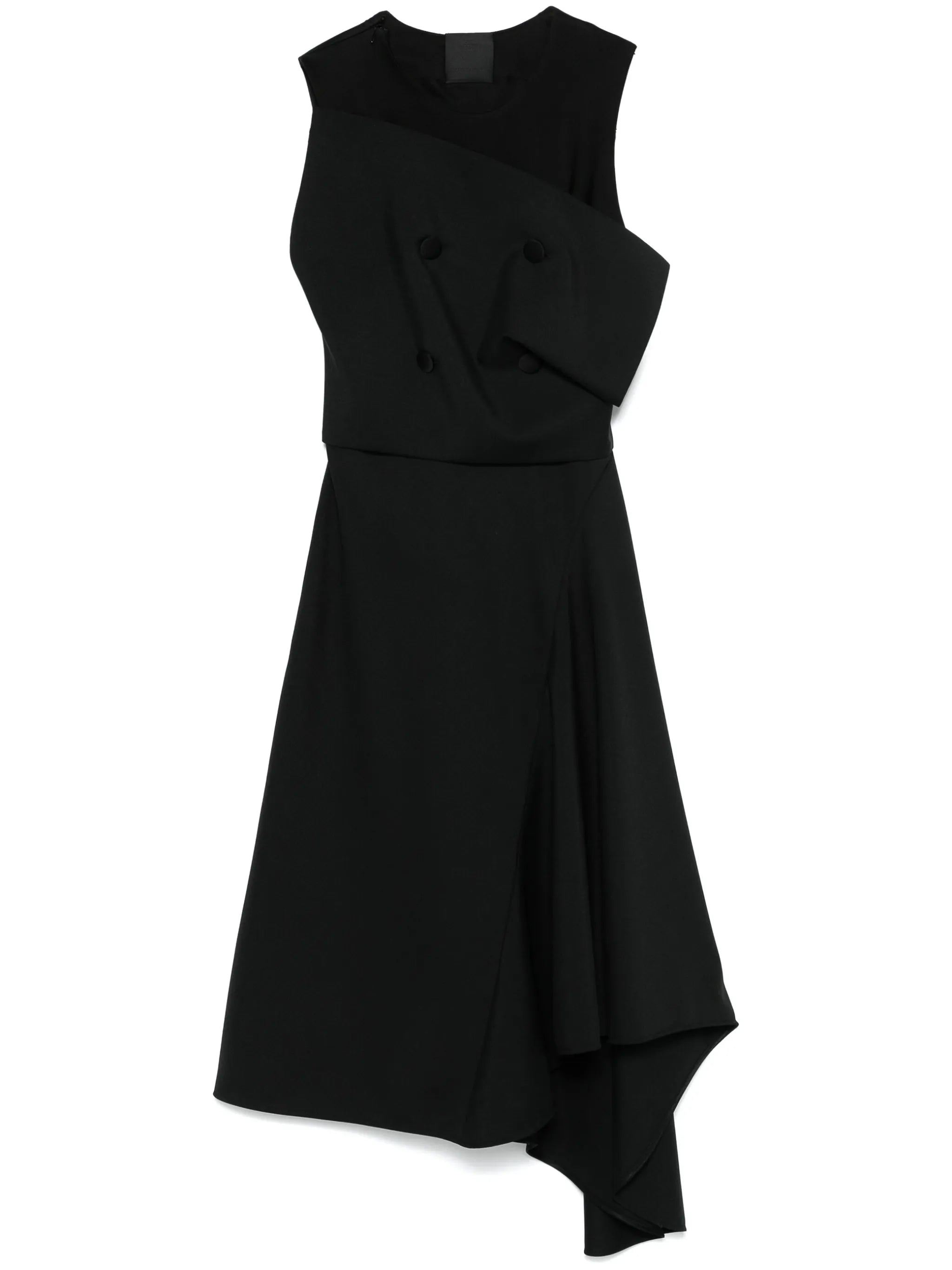 Asymmetric dress in wool and mohair with plaston