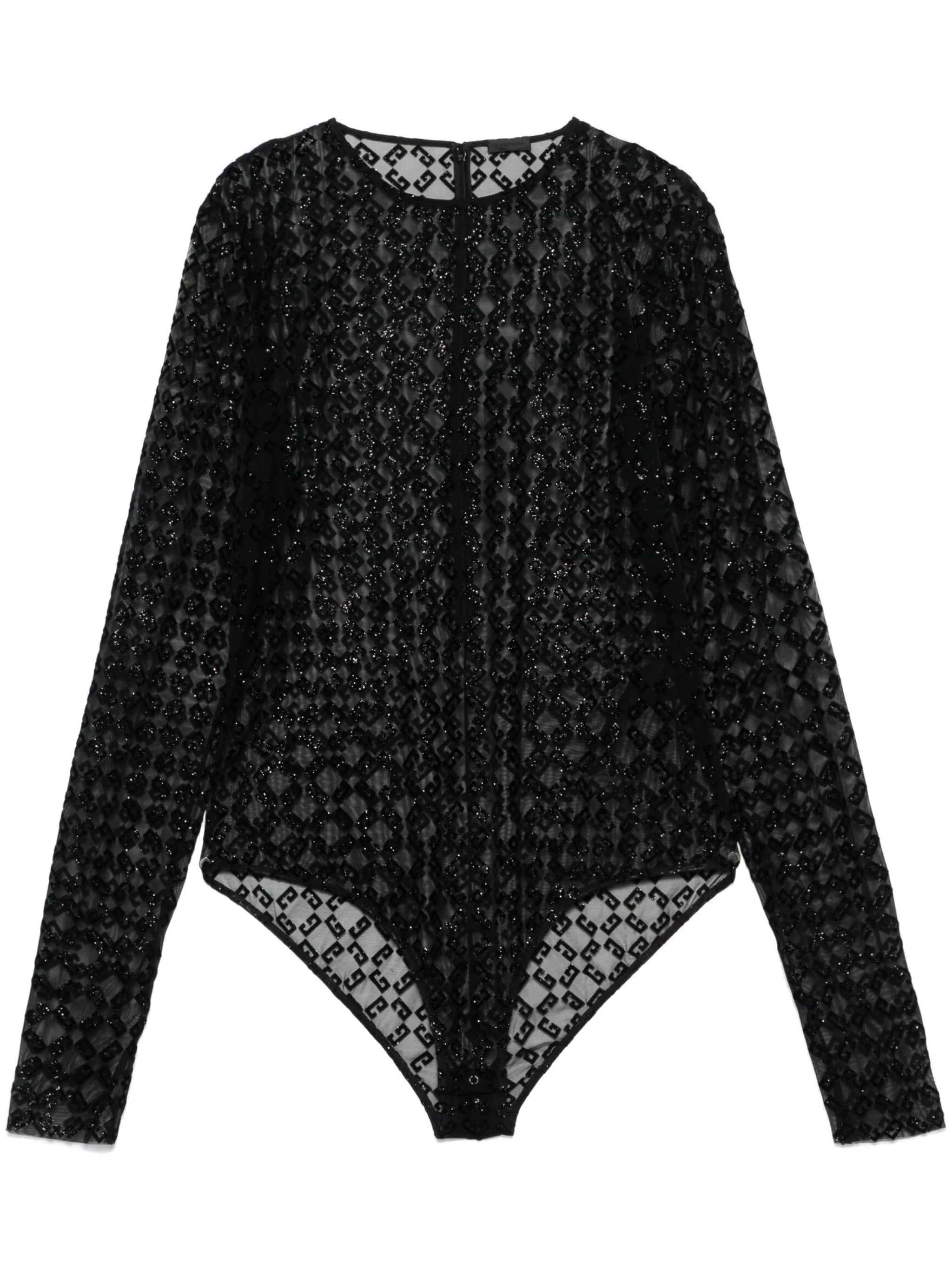 bodysuit in shiny monogram 72 tulle