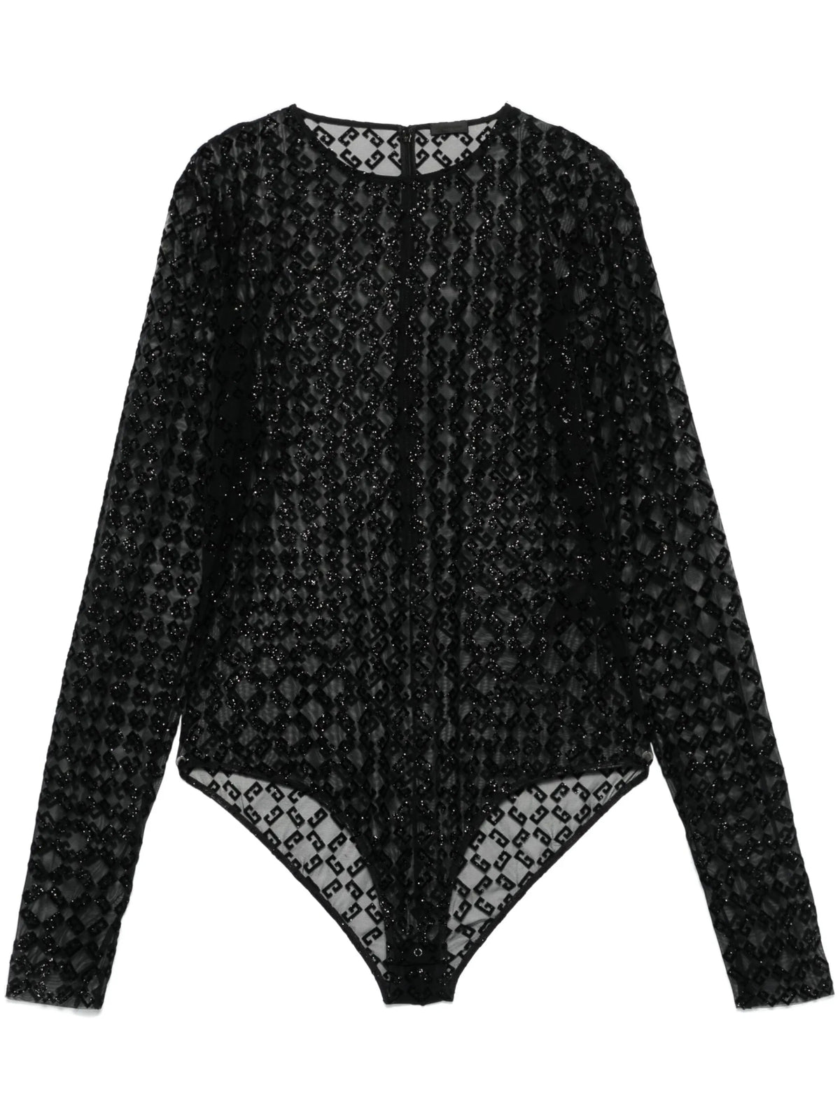 bodysuit in shiny monogram 72 tulle