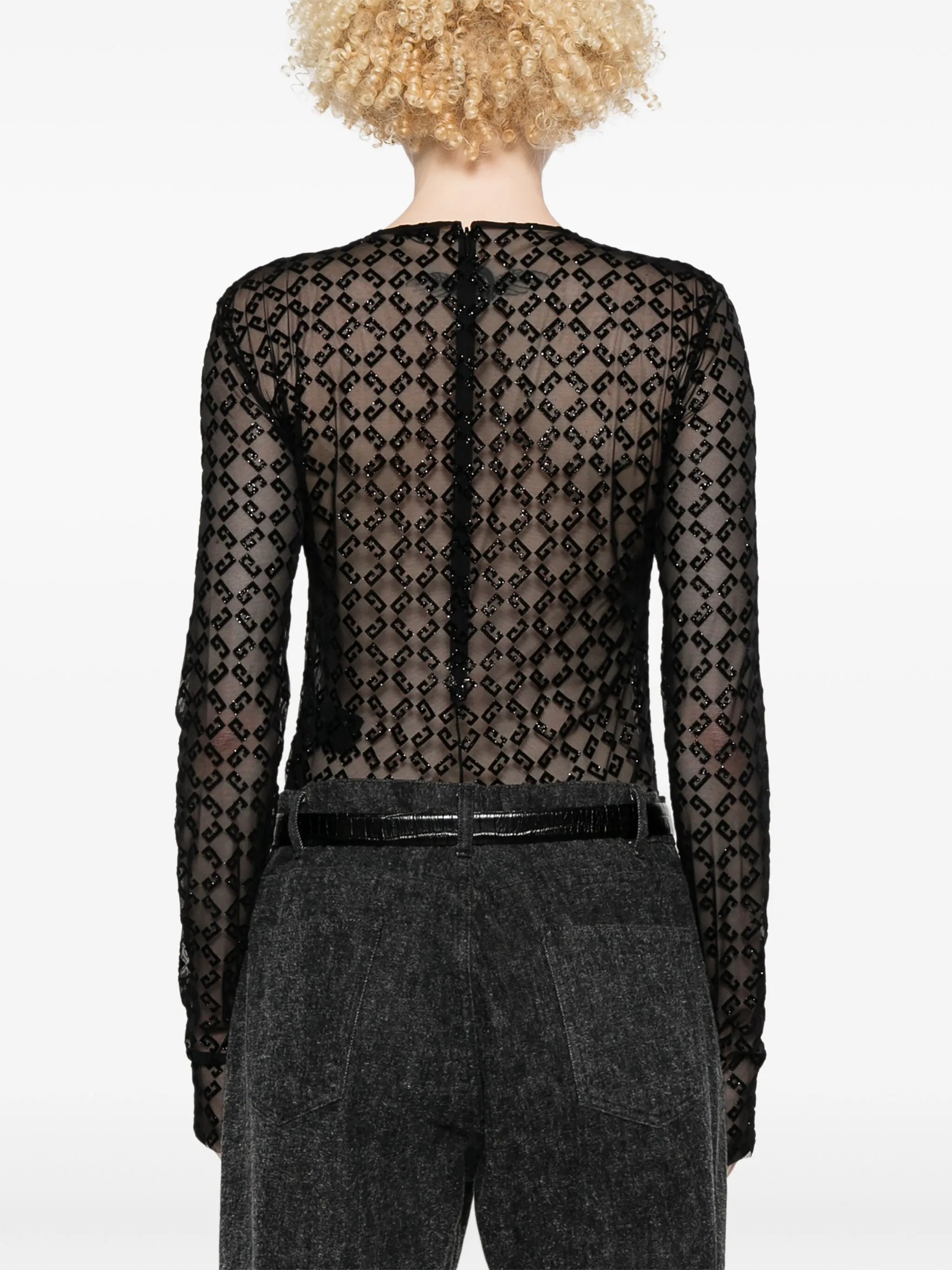 bodysuit in shiny monogram 72 tulle