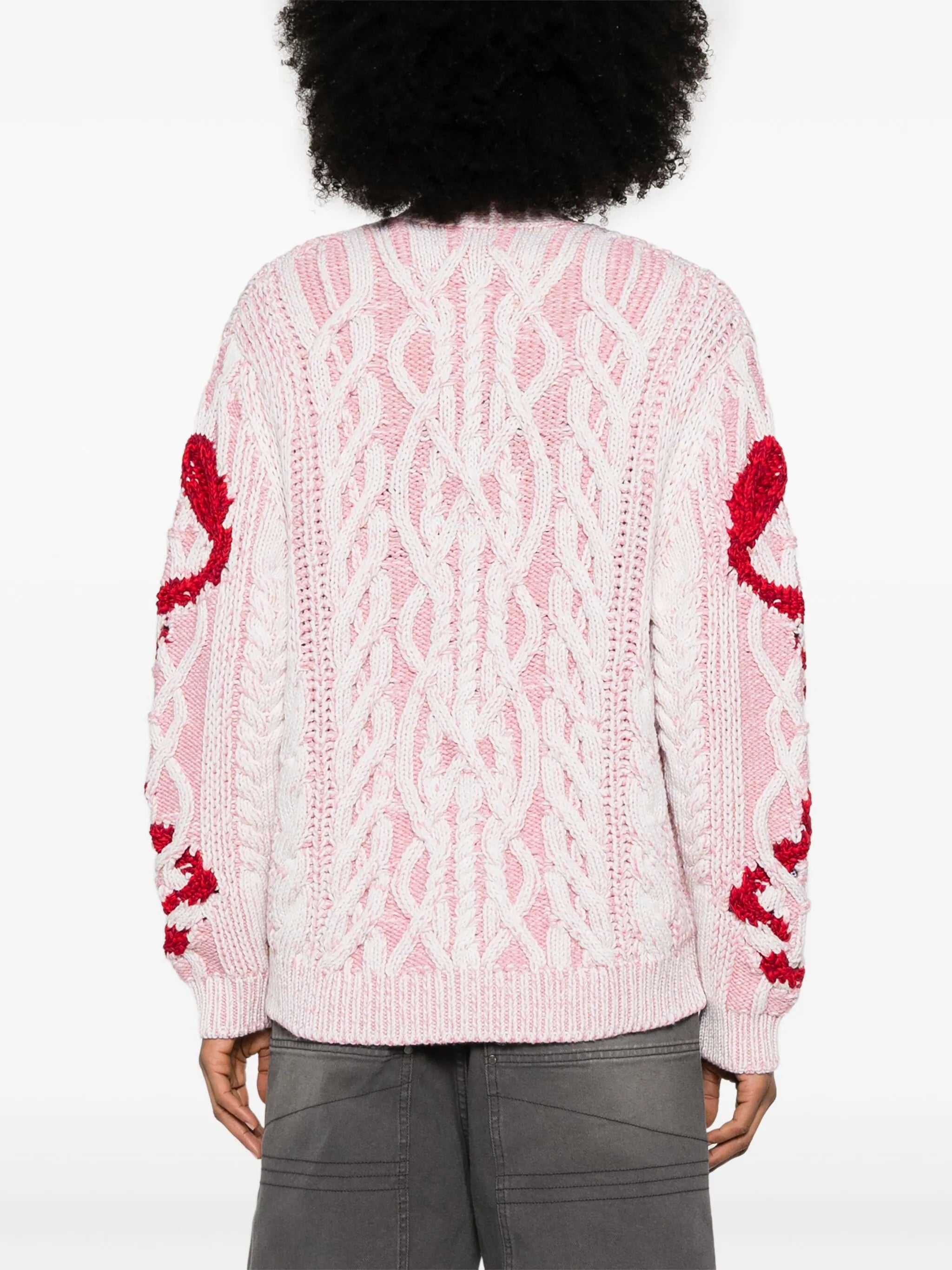 cardigan in cable-knit with snake jacquard