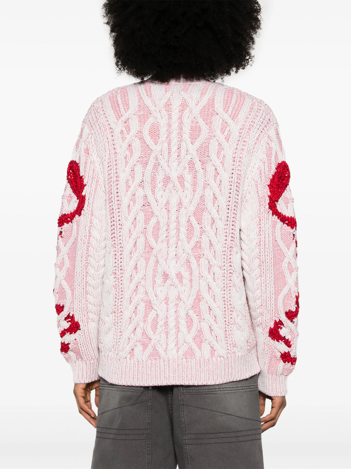 cardigan in cable-knit with snake jacquard
