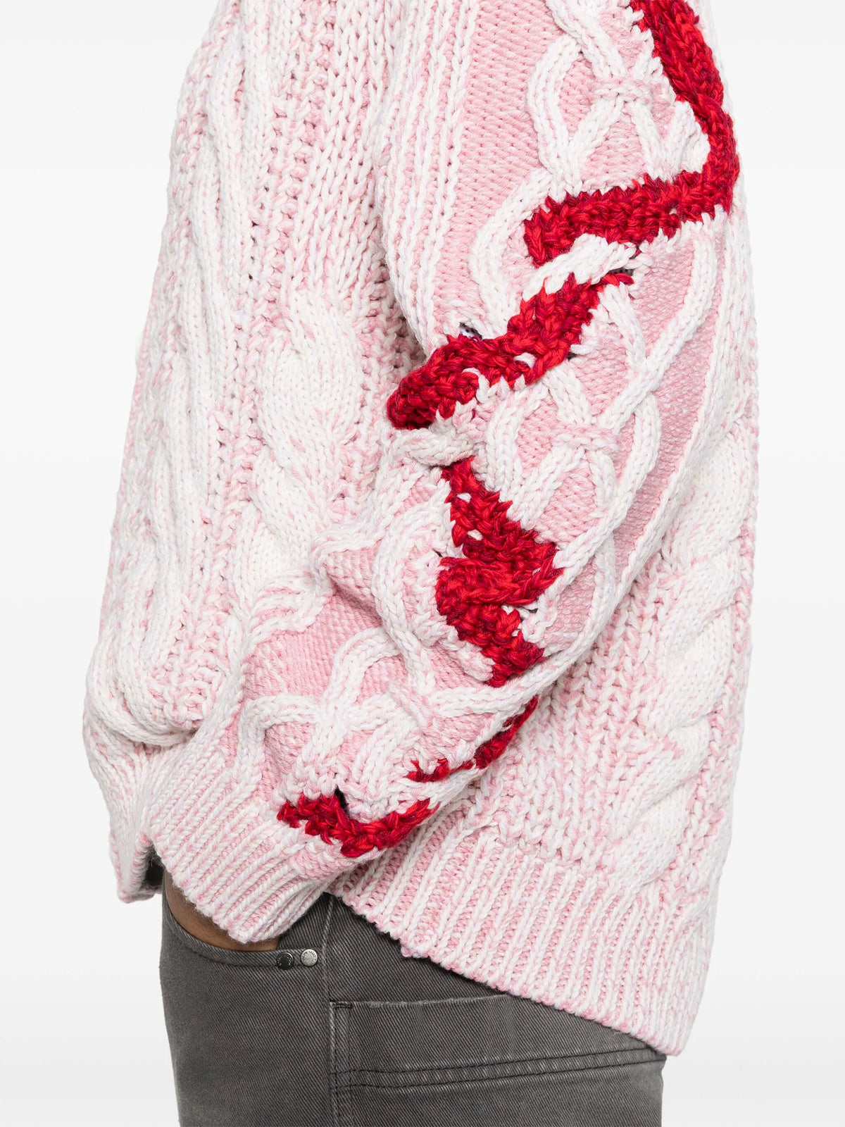 cardigan in cable-knit with snake jacquard