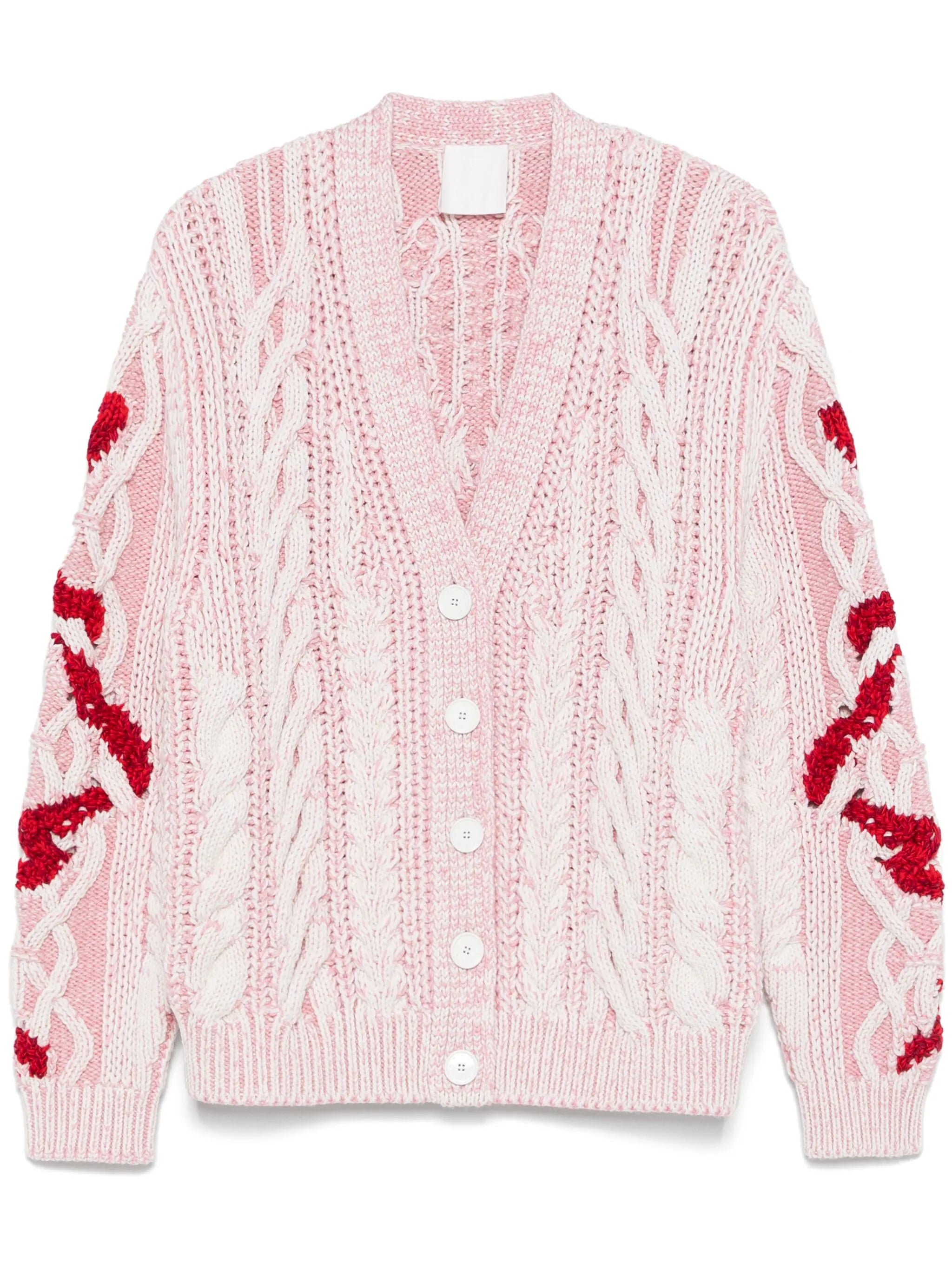 cardigan in cable-knit with snake jacquard