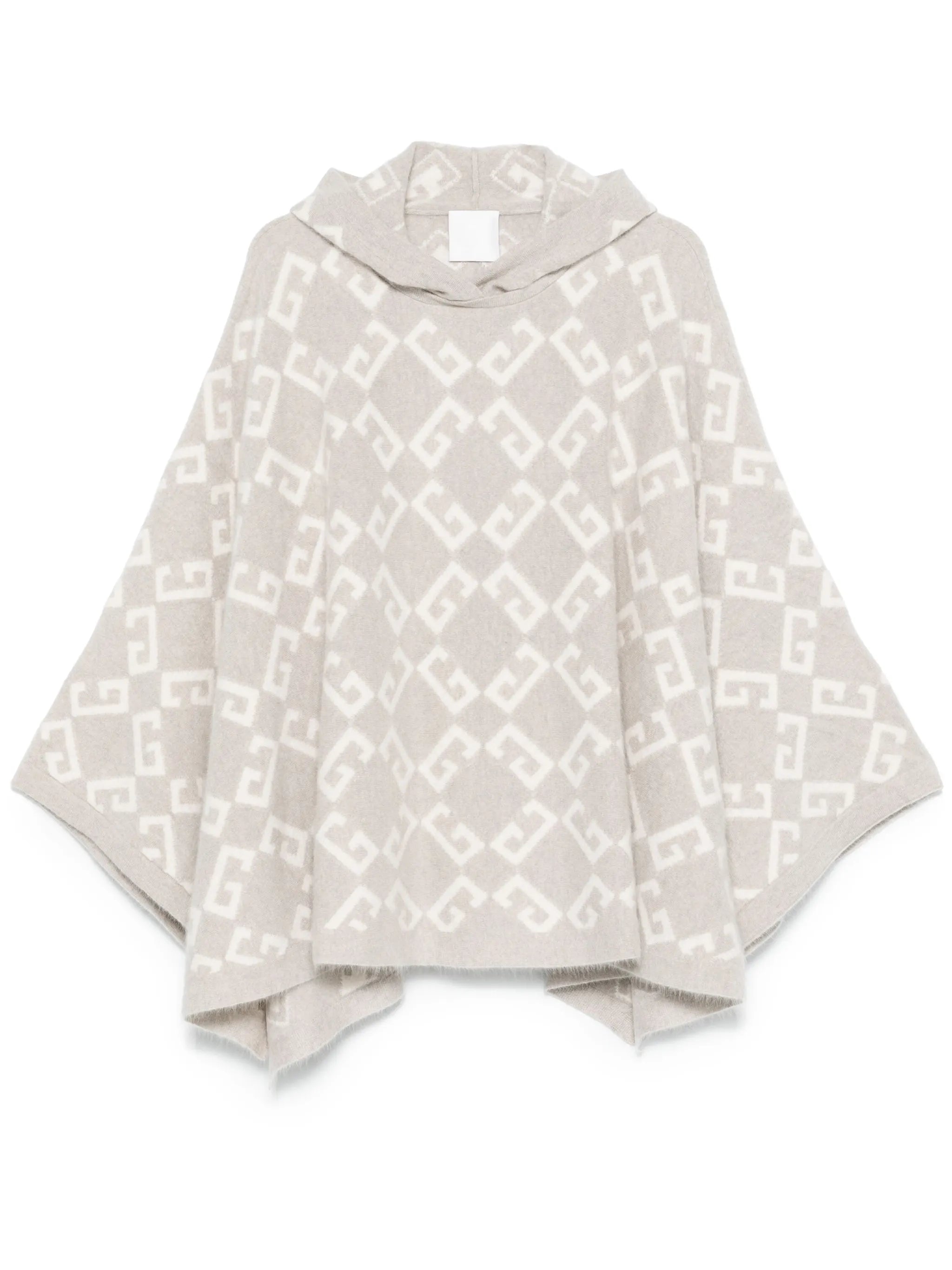 logo-intarsia hooded poncho