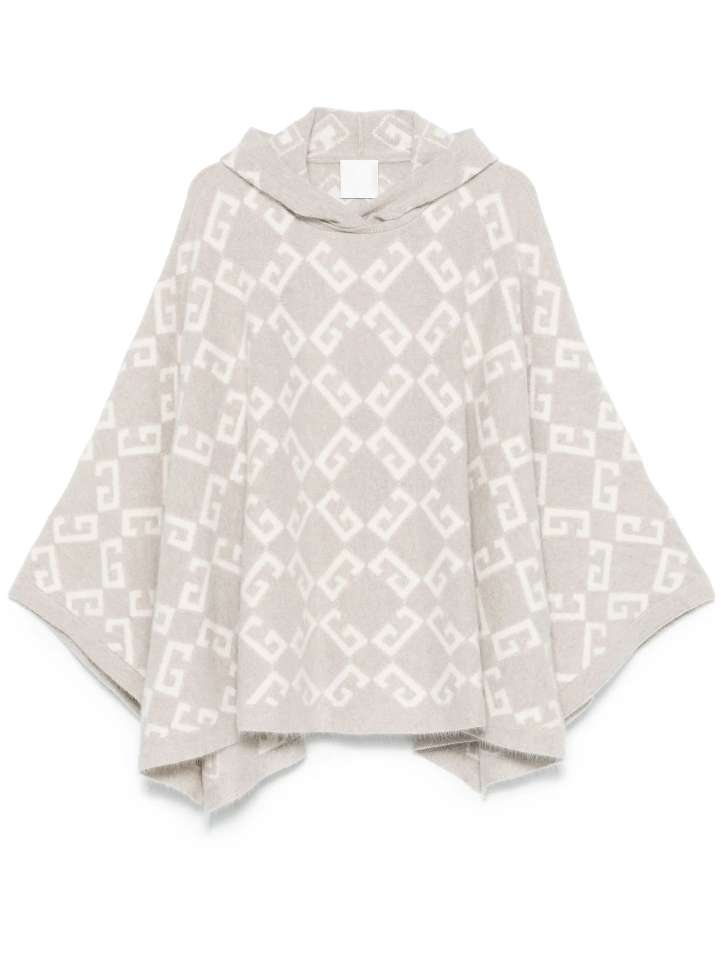 logo-intarsia hooded poncho