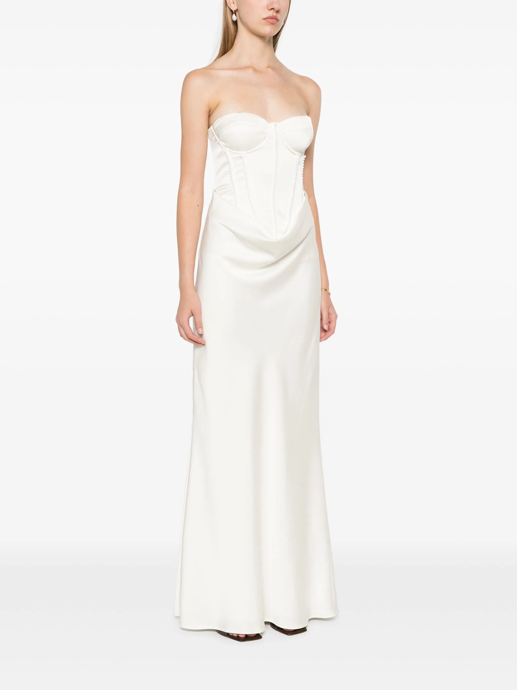 satin pearl maxi dress