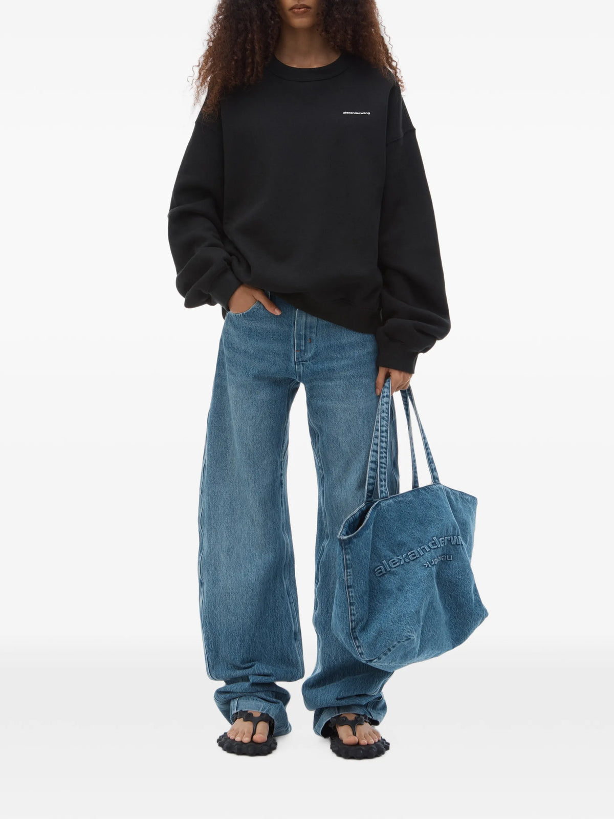 denim punch tote