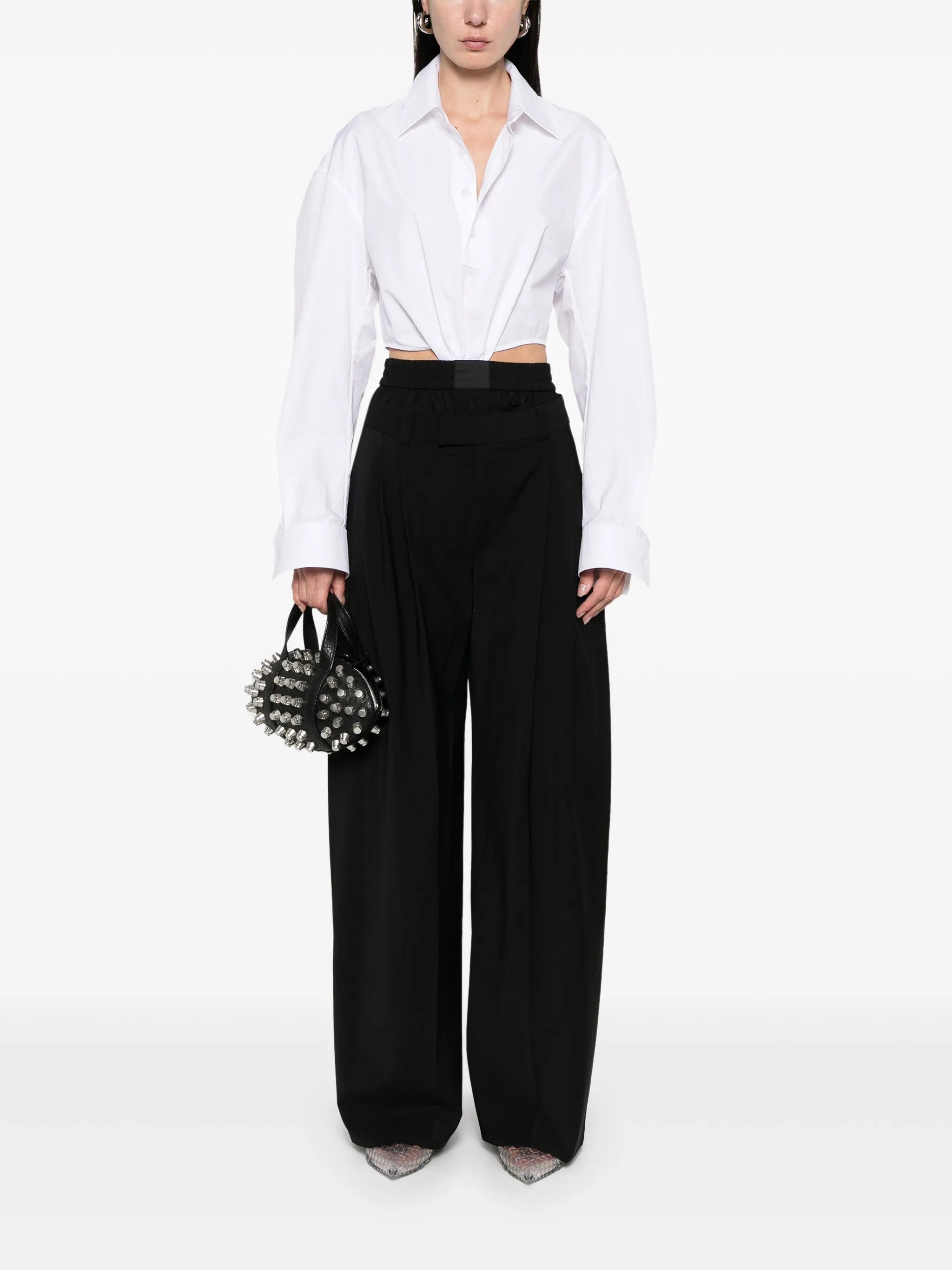 boxer-detailed wide-leg trousers