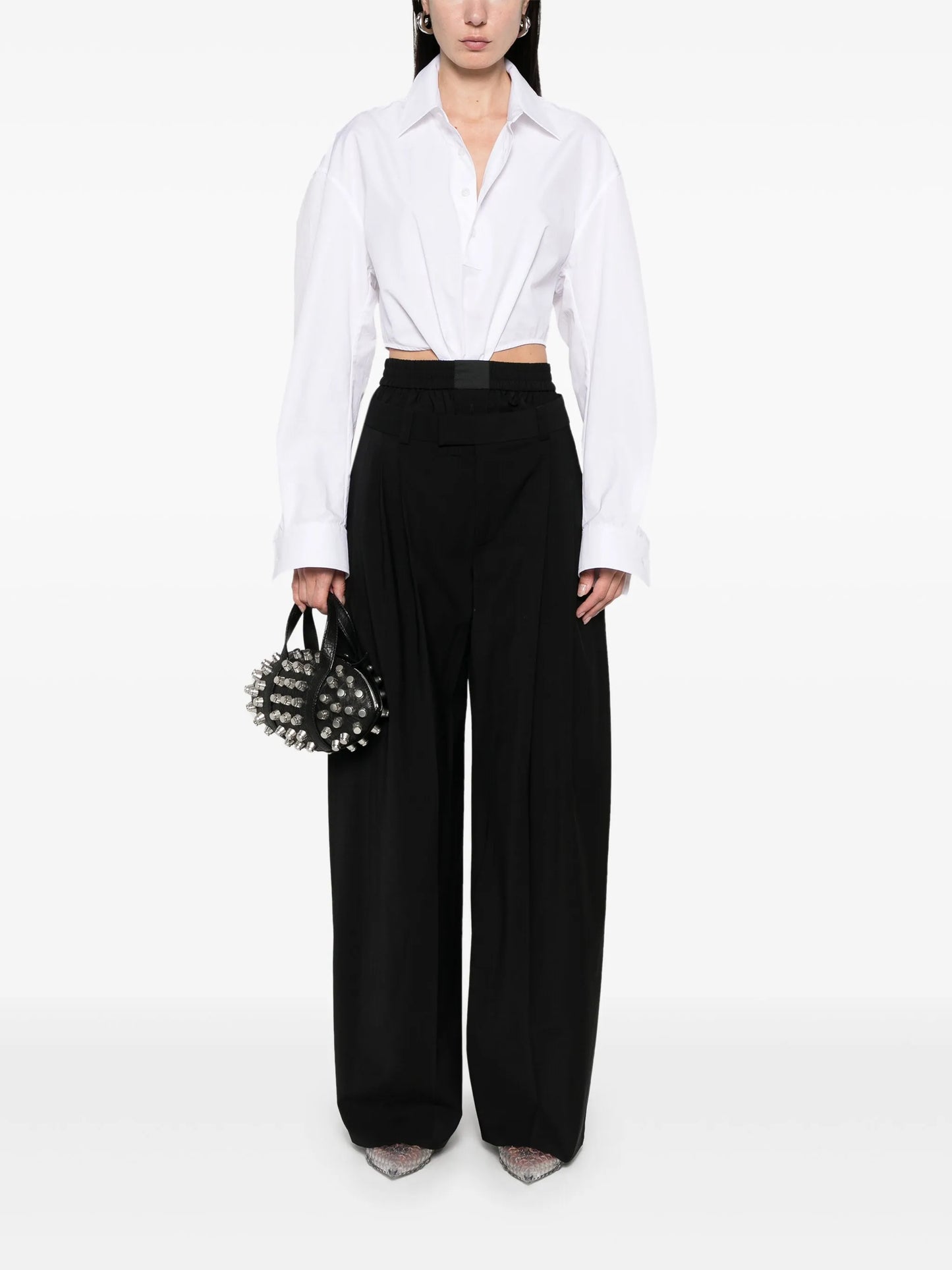 boxer-detailed wide-leg trousers
