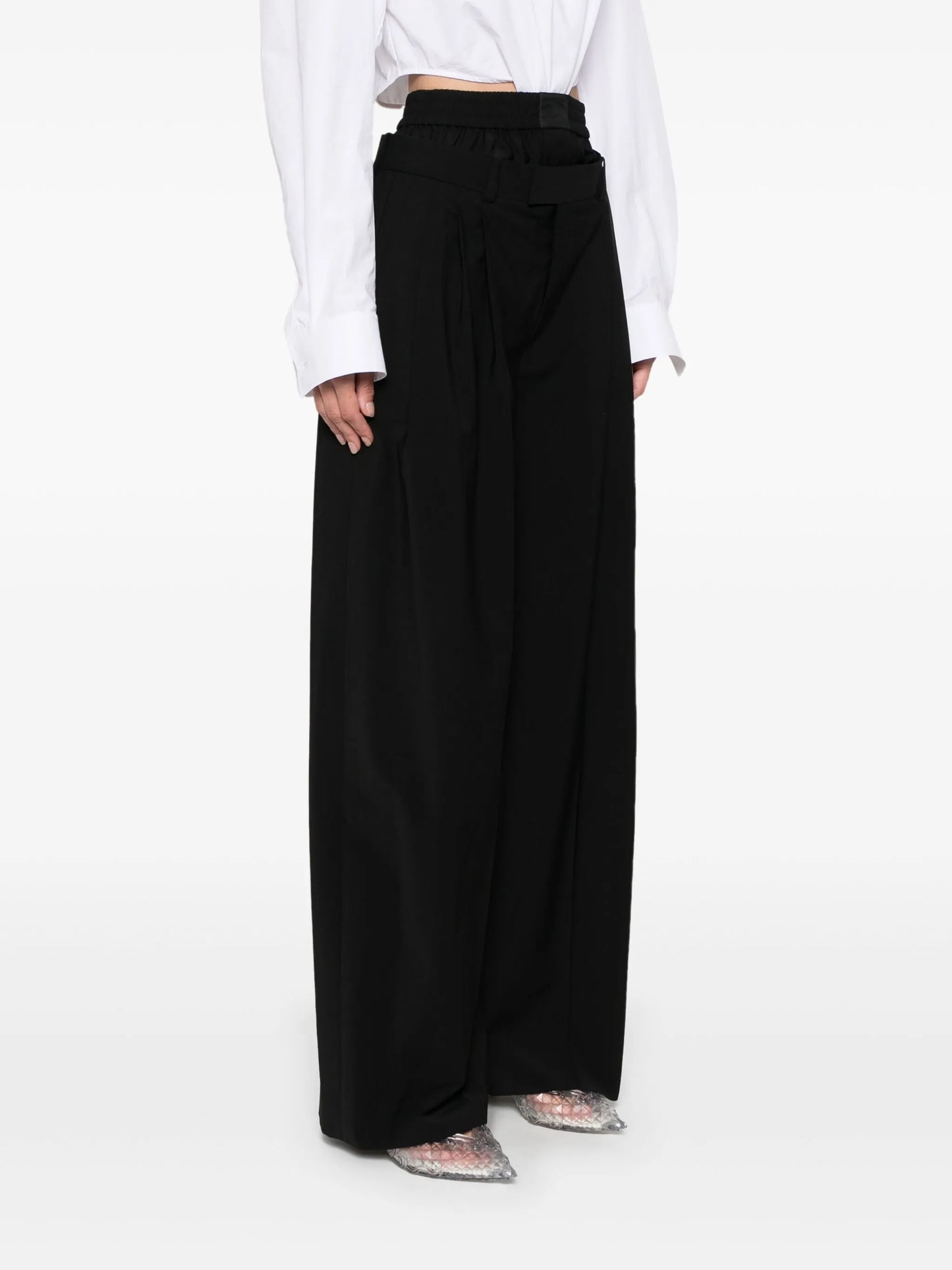 boxer-detailed wide-leg trousers