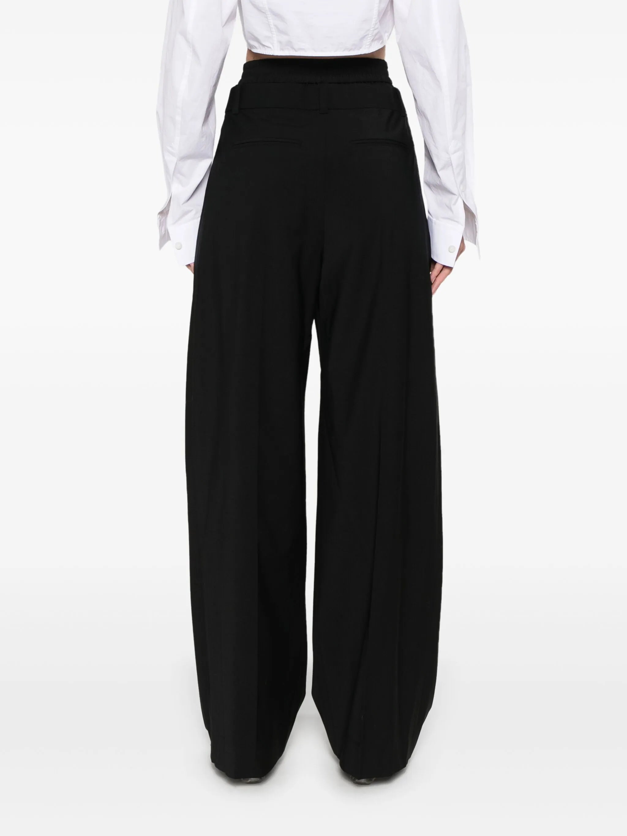 boxer-detailed wide-leg trousers