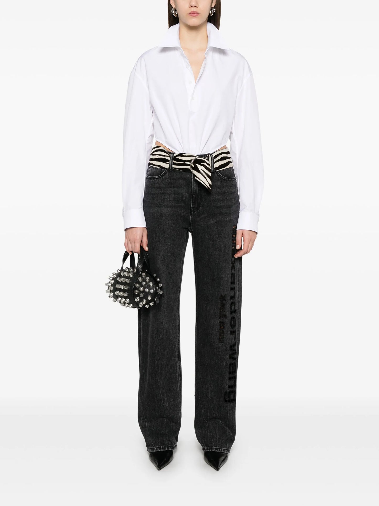 cut out-logo jeans