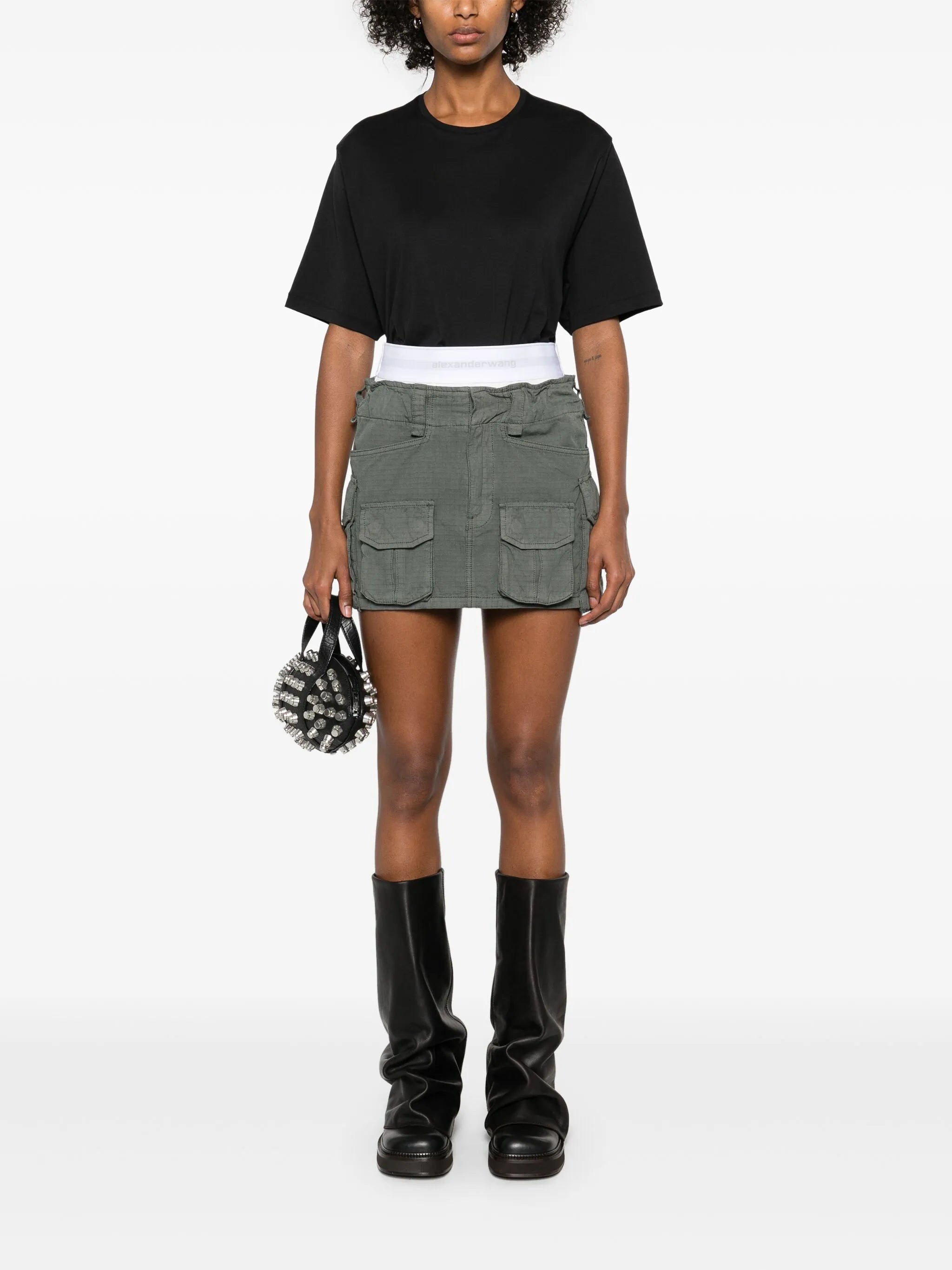 logo-waistband mini skirt