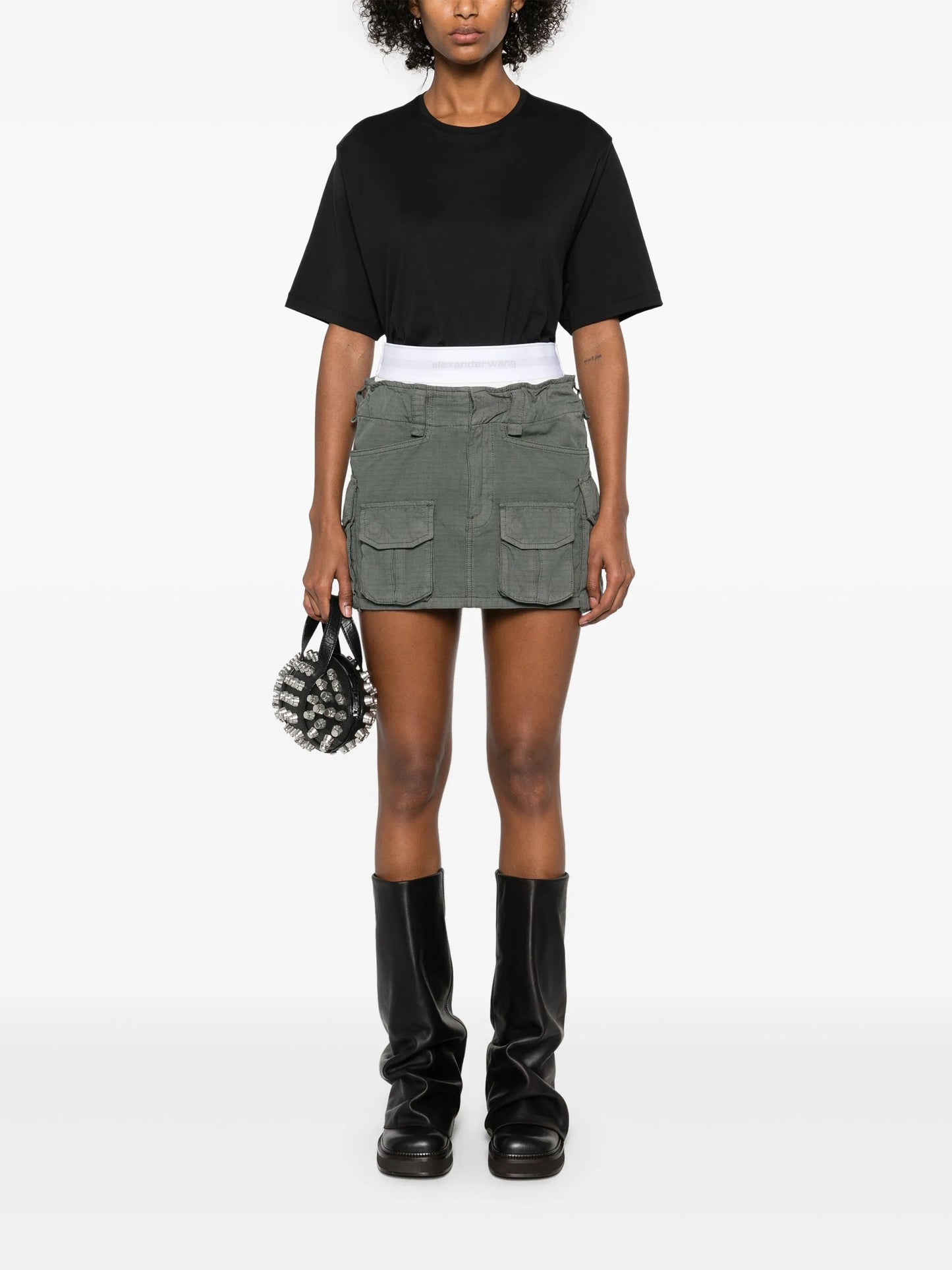logo-waistband mini skirt