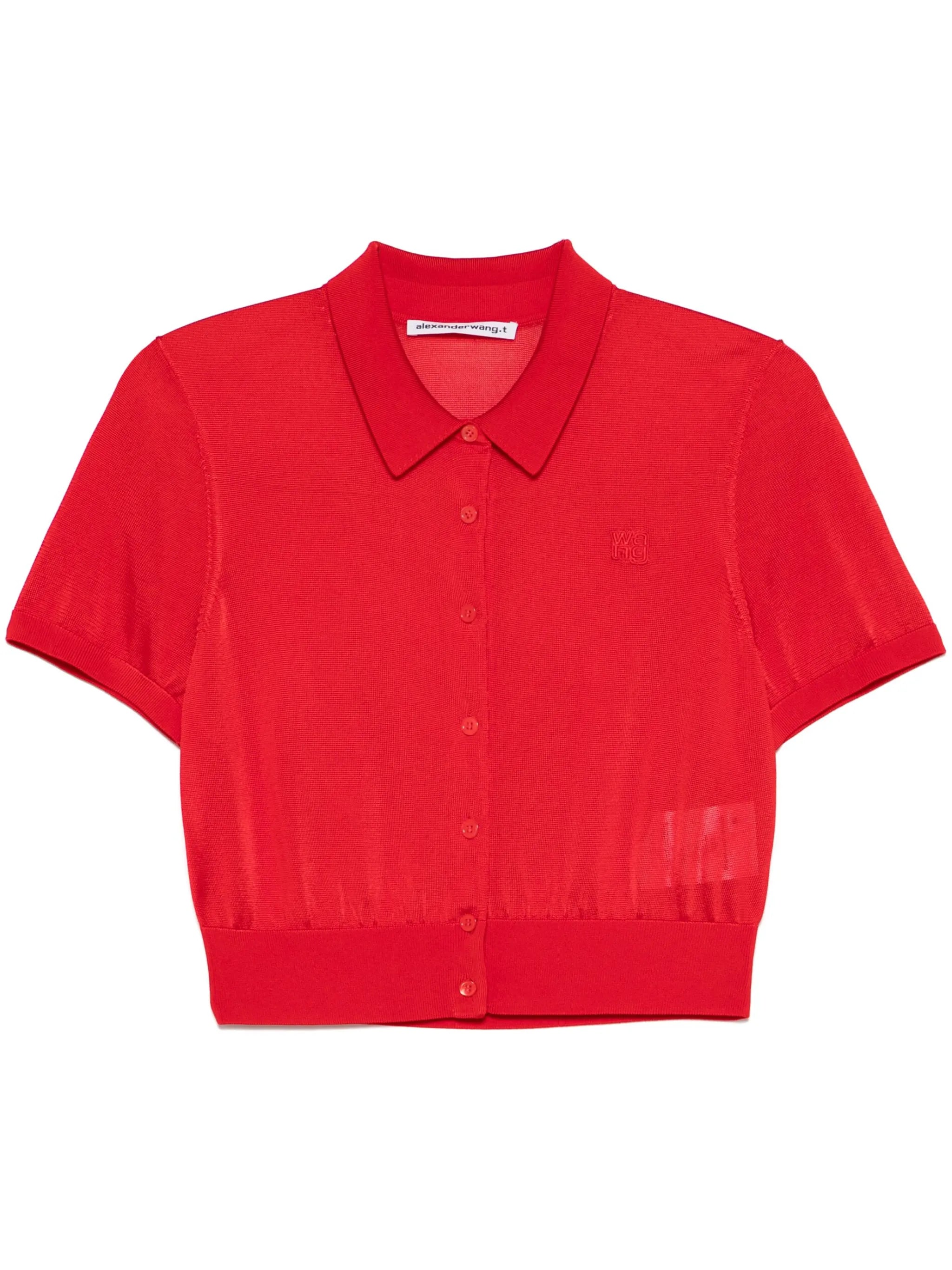 logo-embroidered polo cardigan