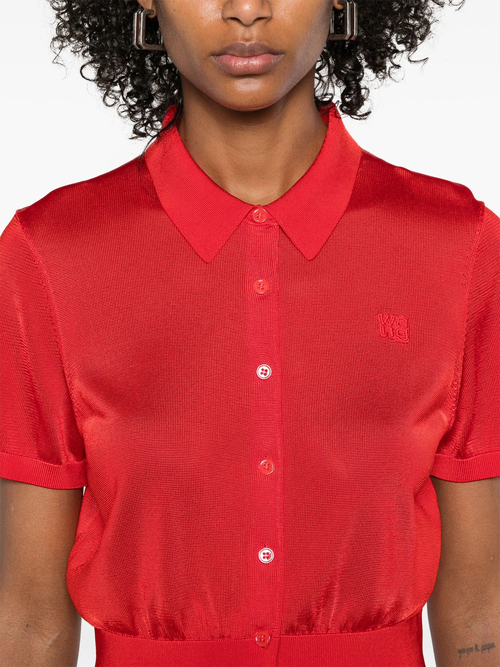logo-embroidered polo cardigan
