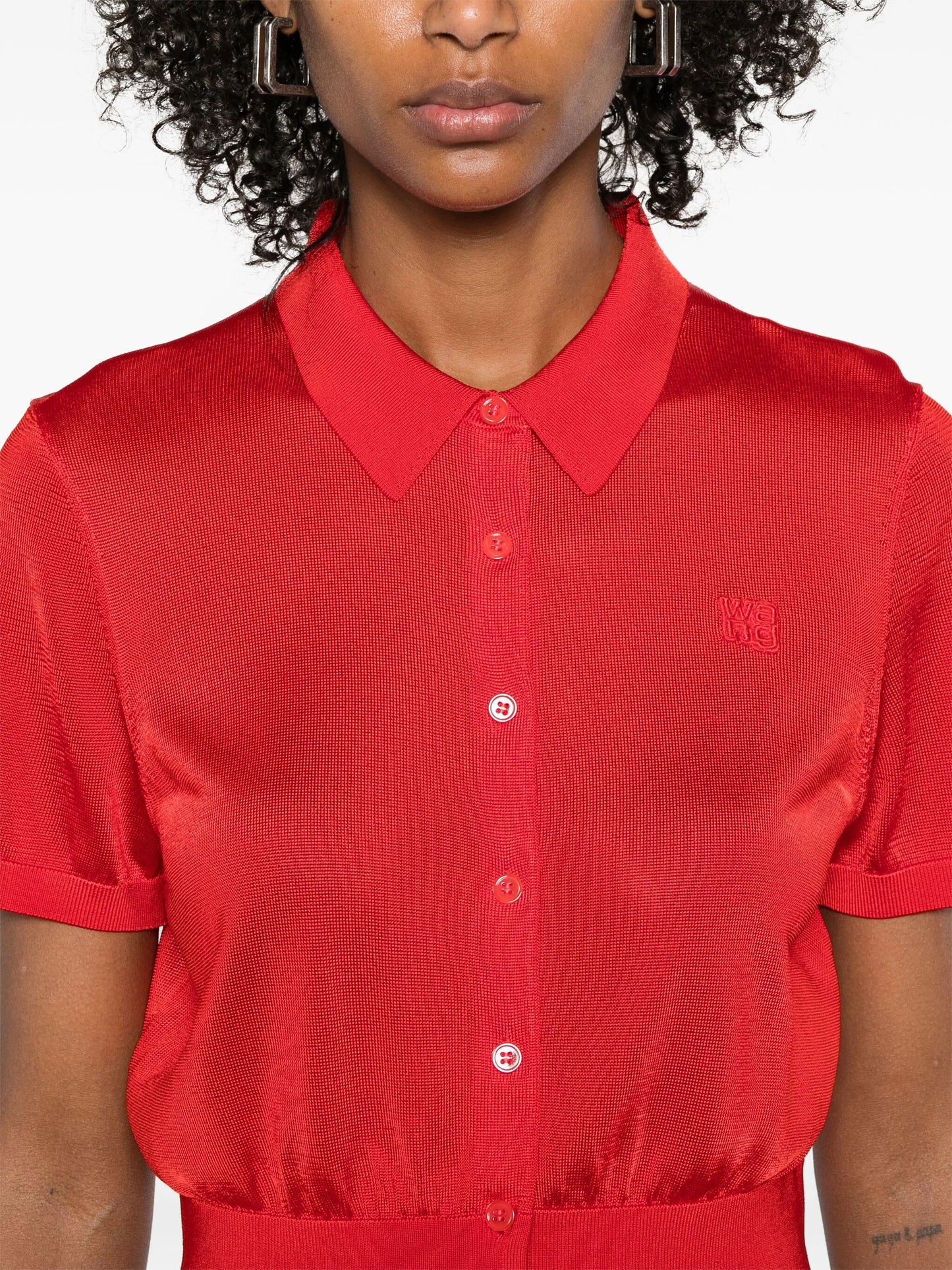 logo-embroidered polo cardigan