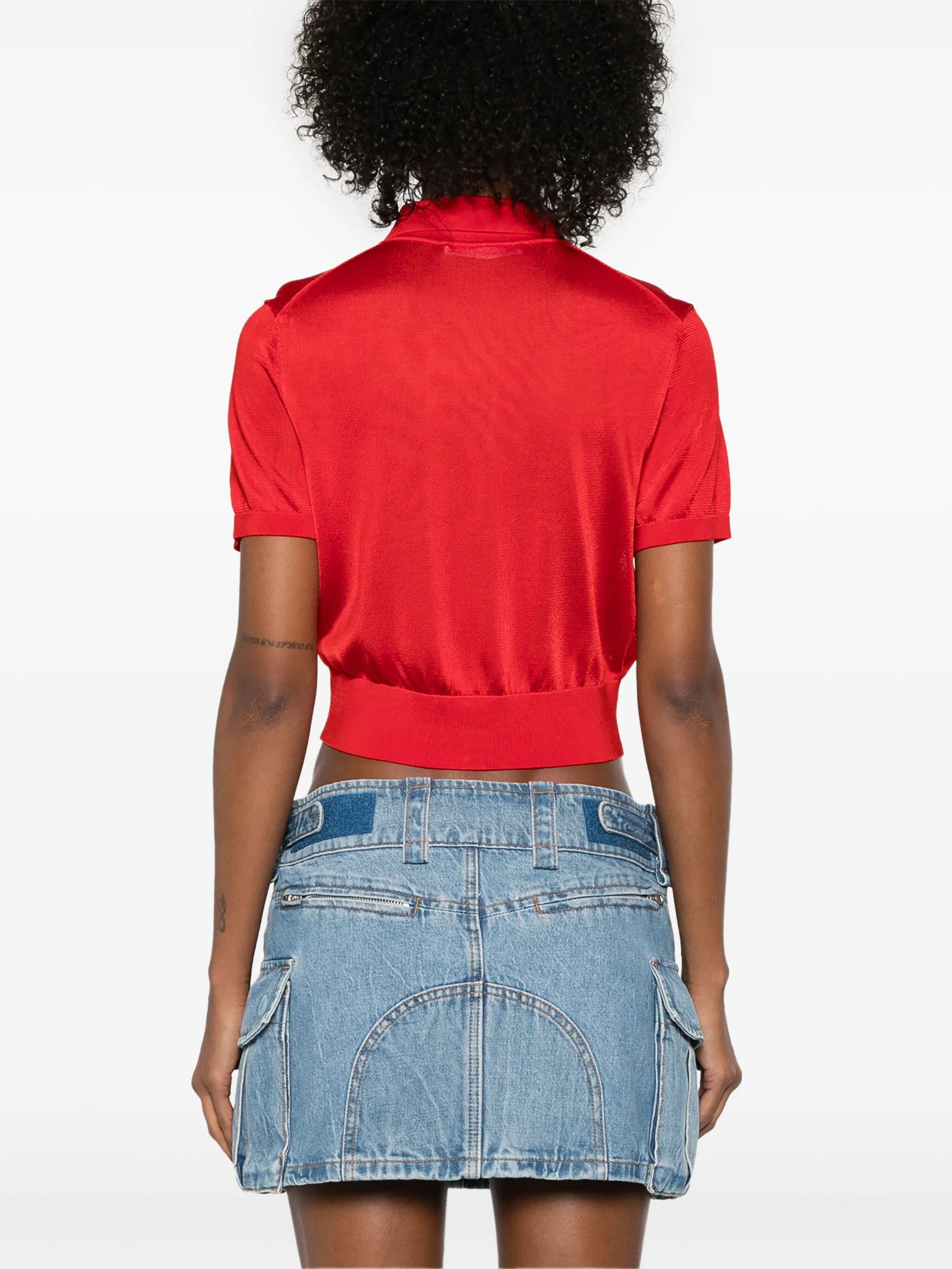 logo-embroidered polo cardigan