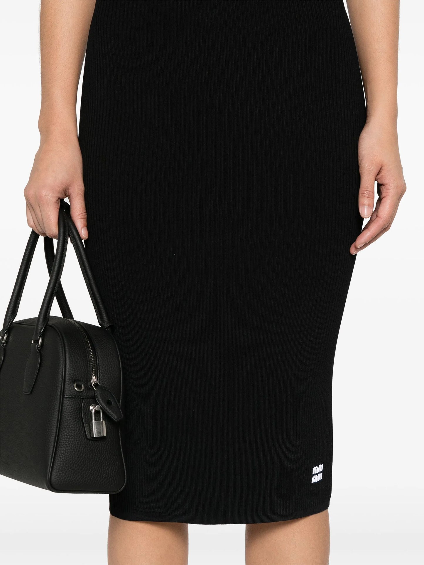 intarsia-logo midi skirt
