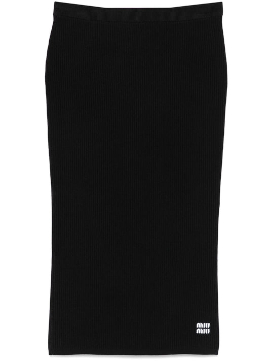 intarsia-logo midi skirt