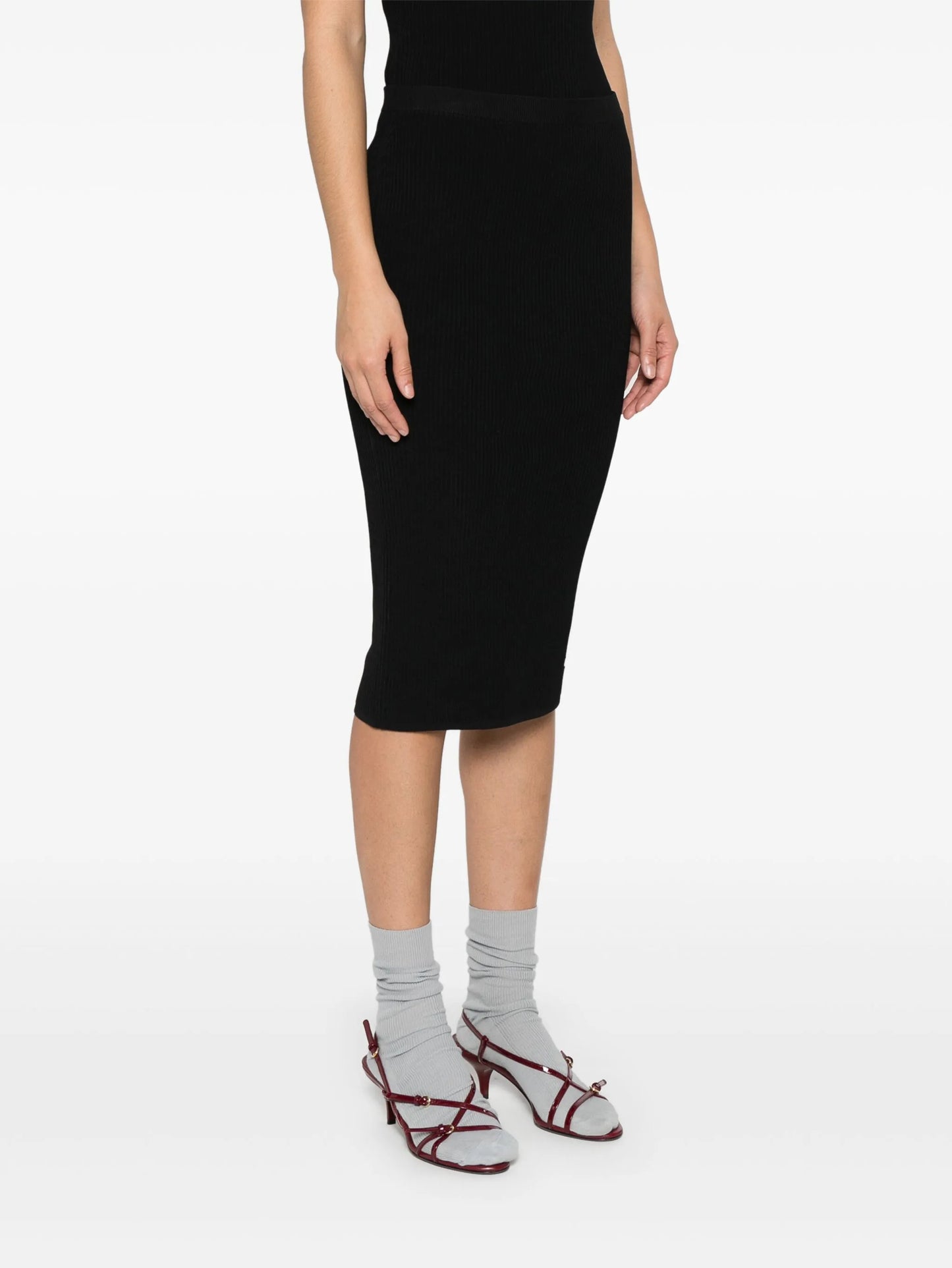 intarsia-logo midi skirt