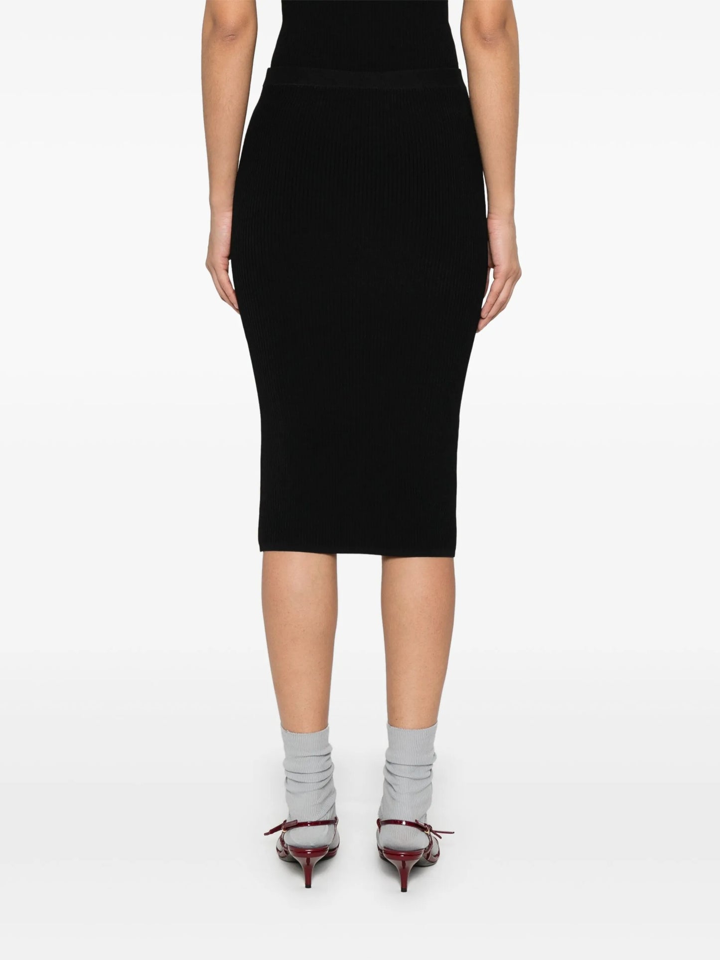 intarsia-logo midi skirt