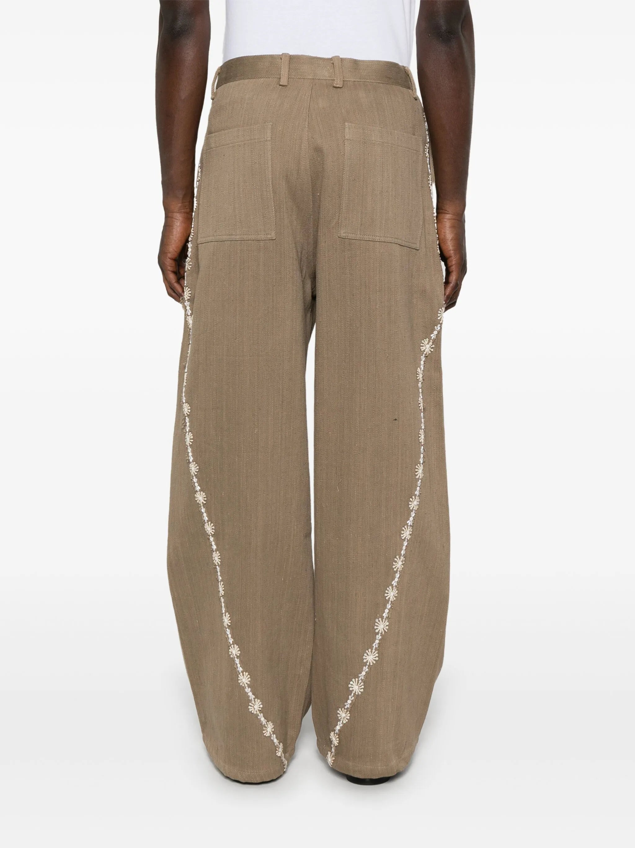 floral-embroidery trousers