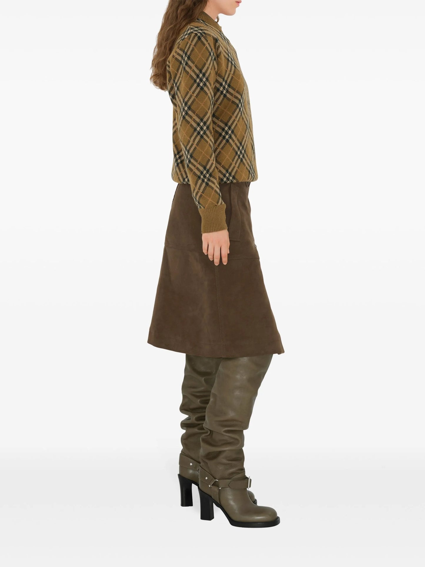 check-pattern wool sweater
