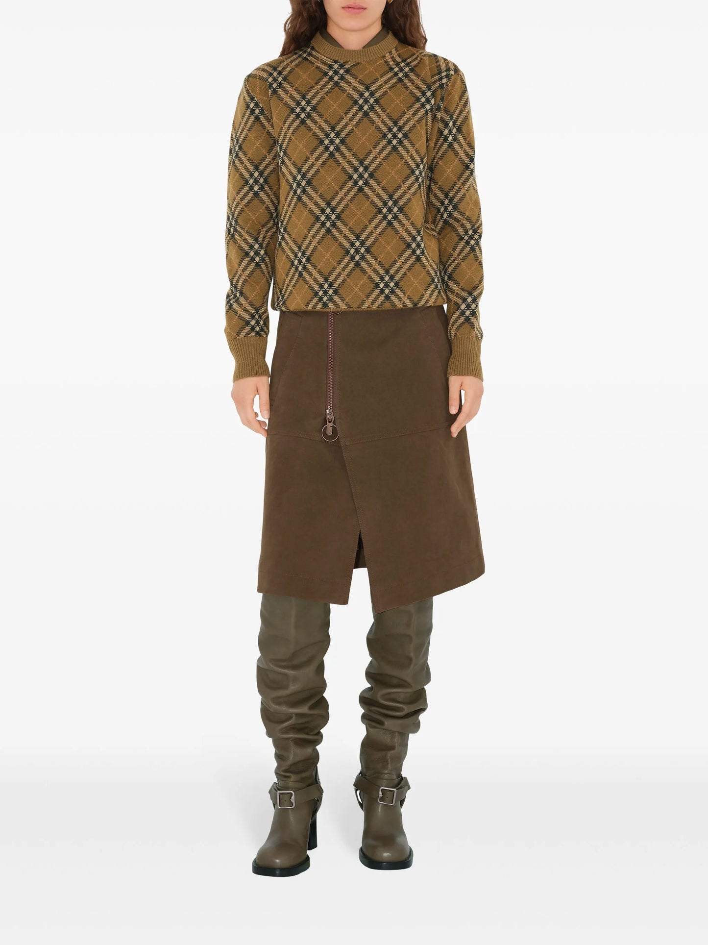 check-pattern wool sweater