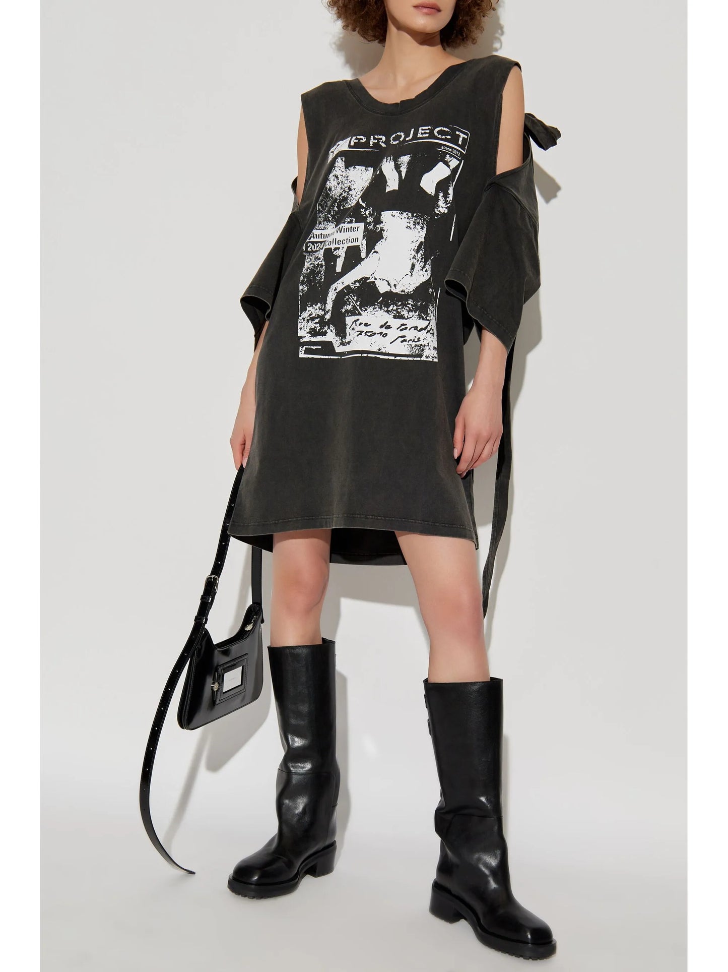 graphic-print cut-out dress