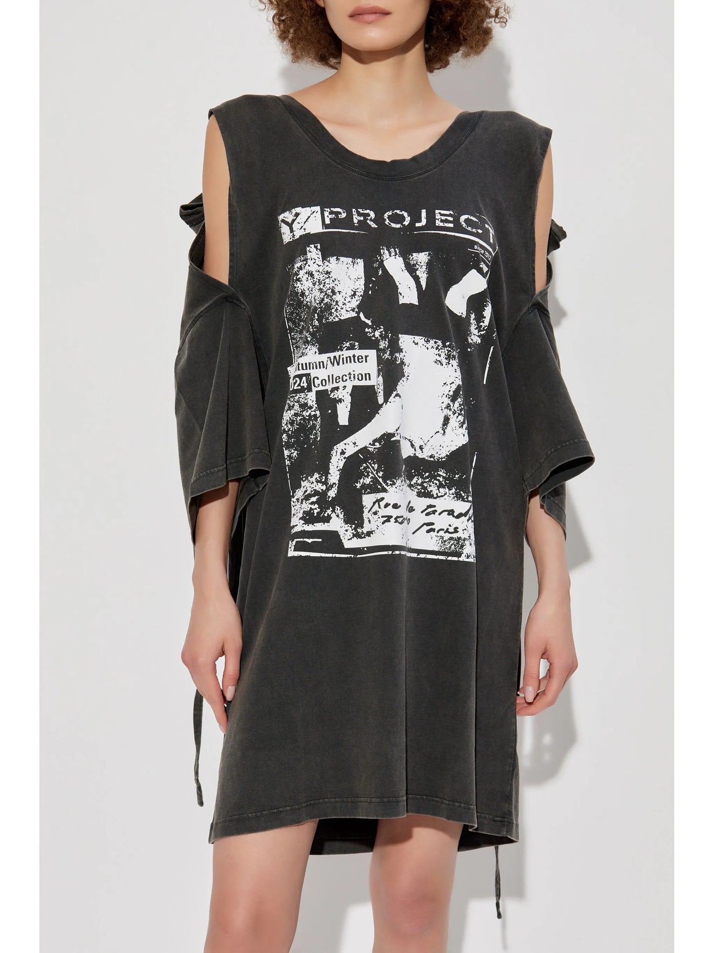 graphic-print cut-out dress