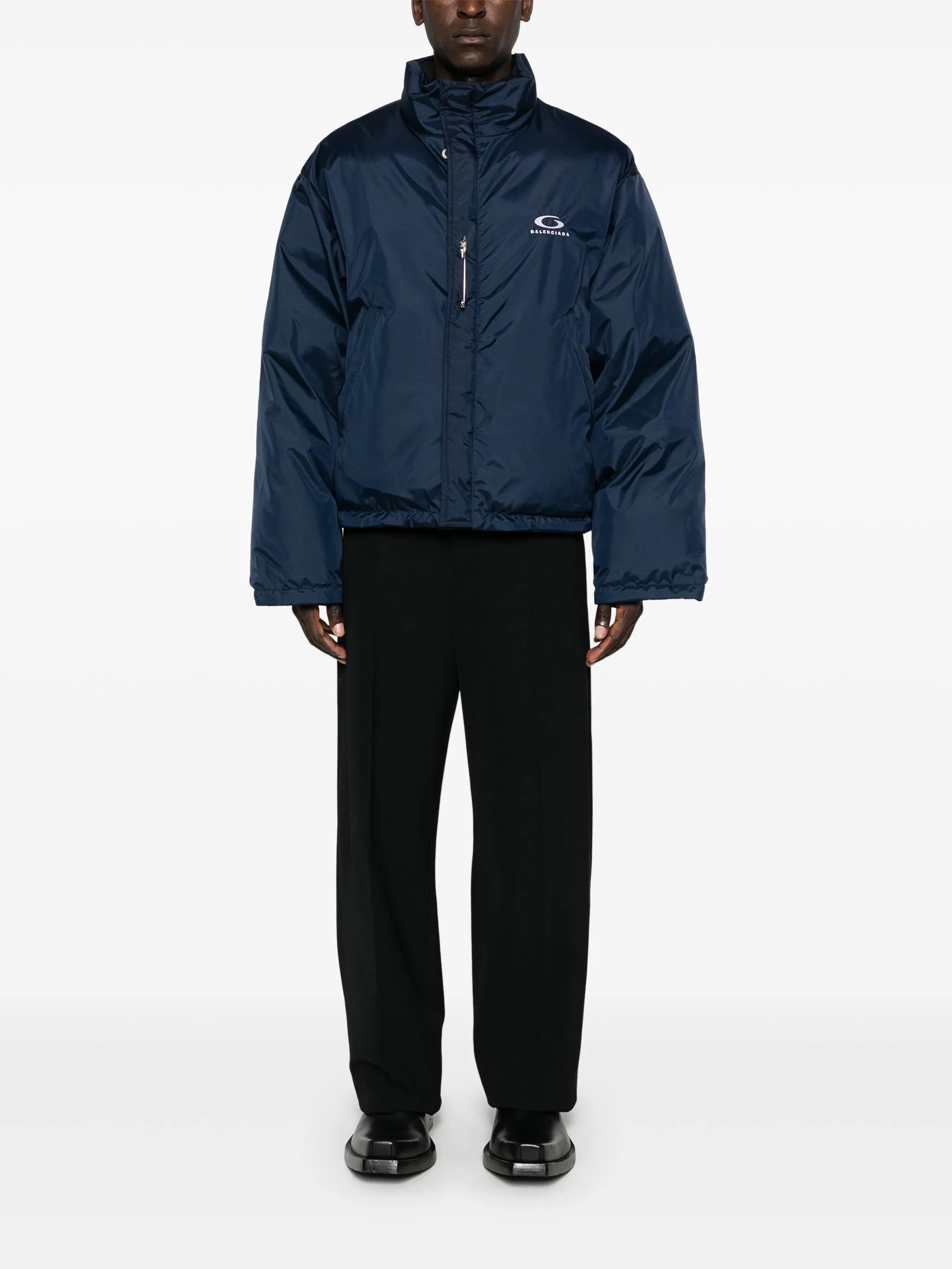 logo-embroidered puffer jacket