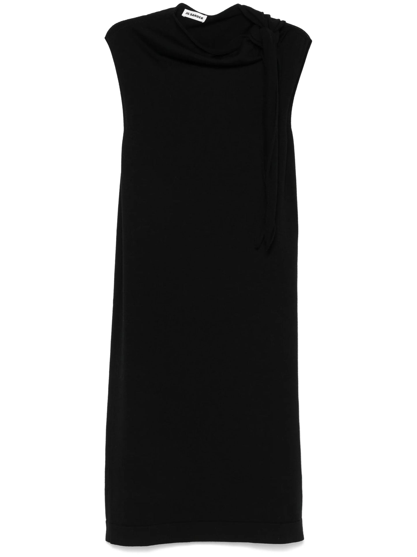 fine knit draped-detailed midi dress