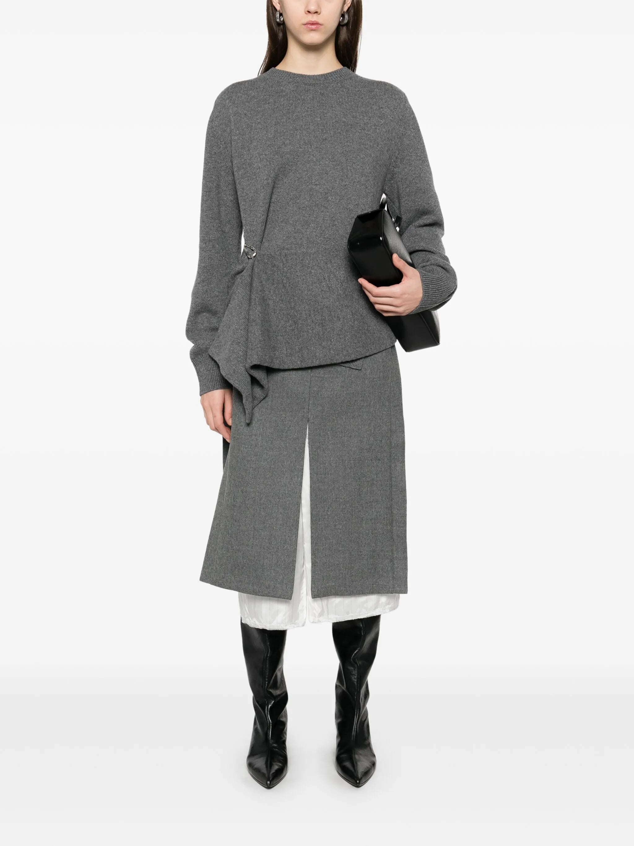 draped panel sweater