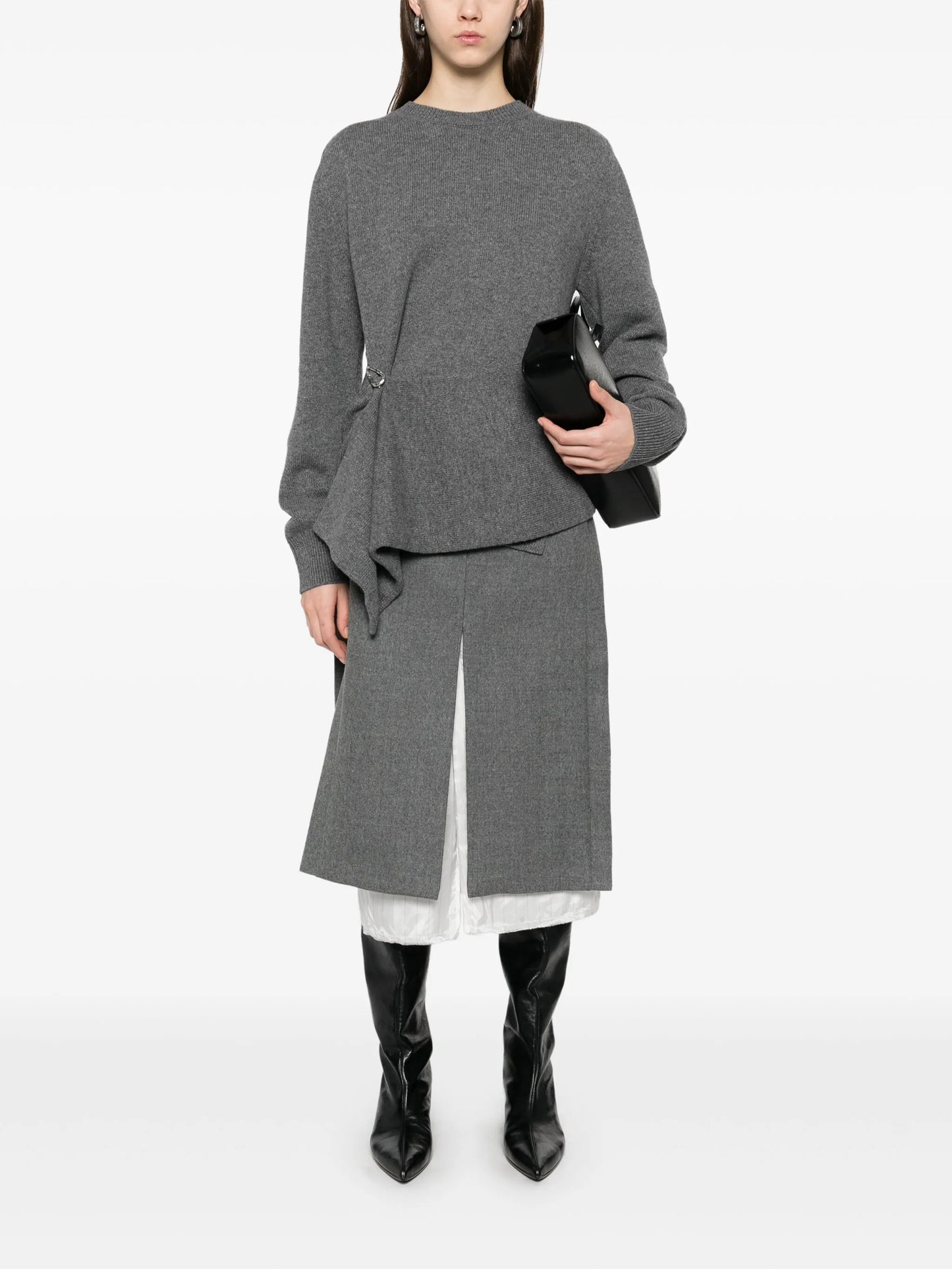 draped panel sweater