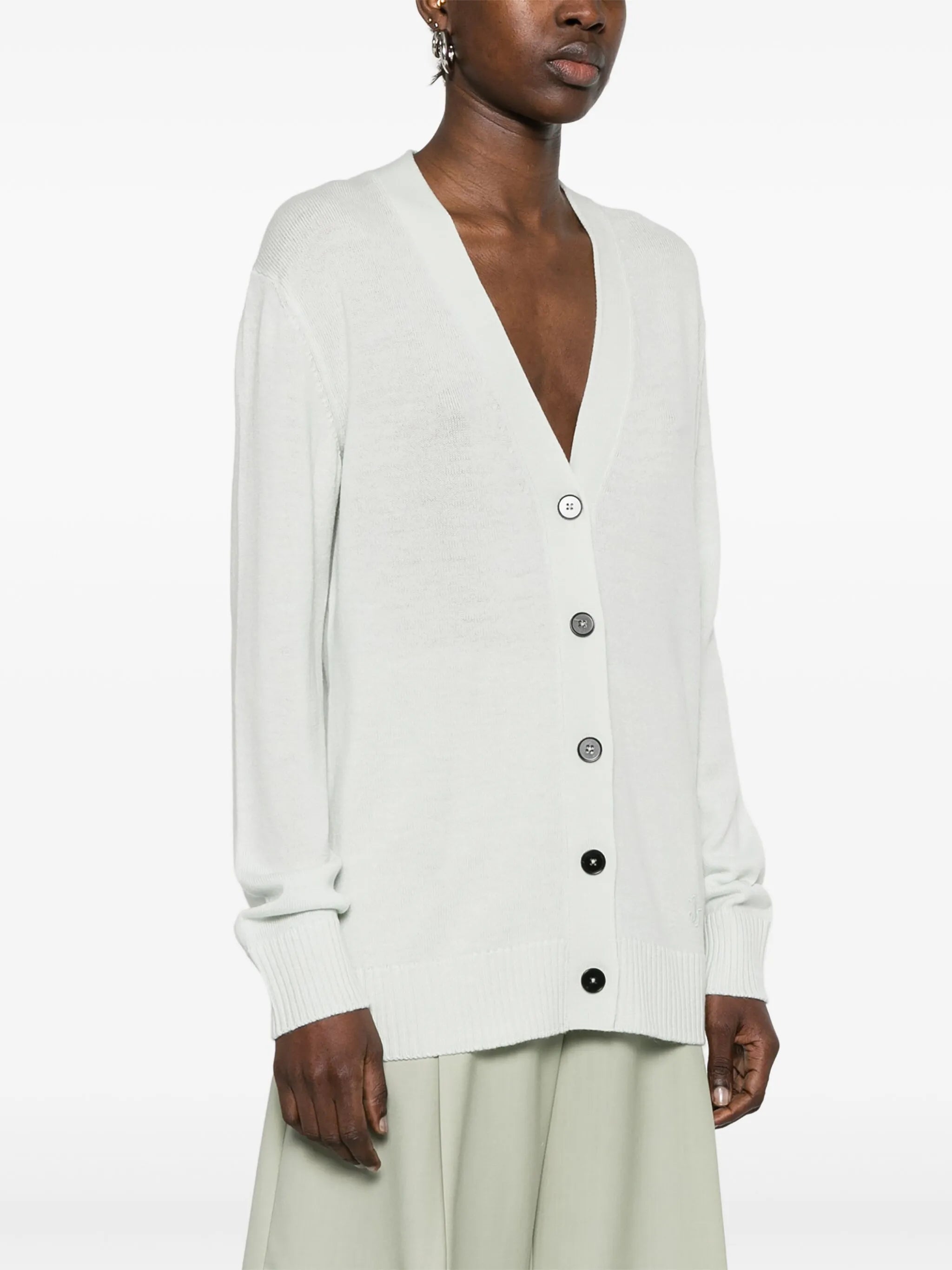 logo-embroidered cardigan
