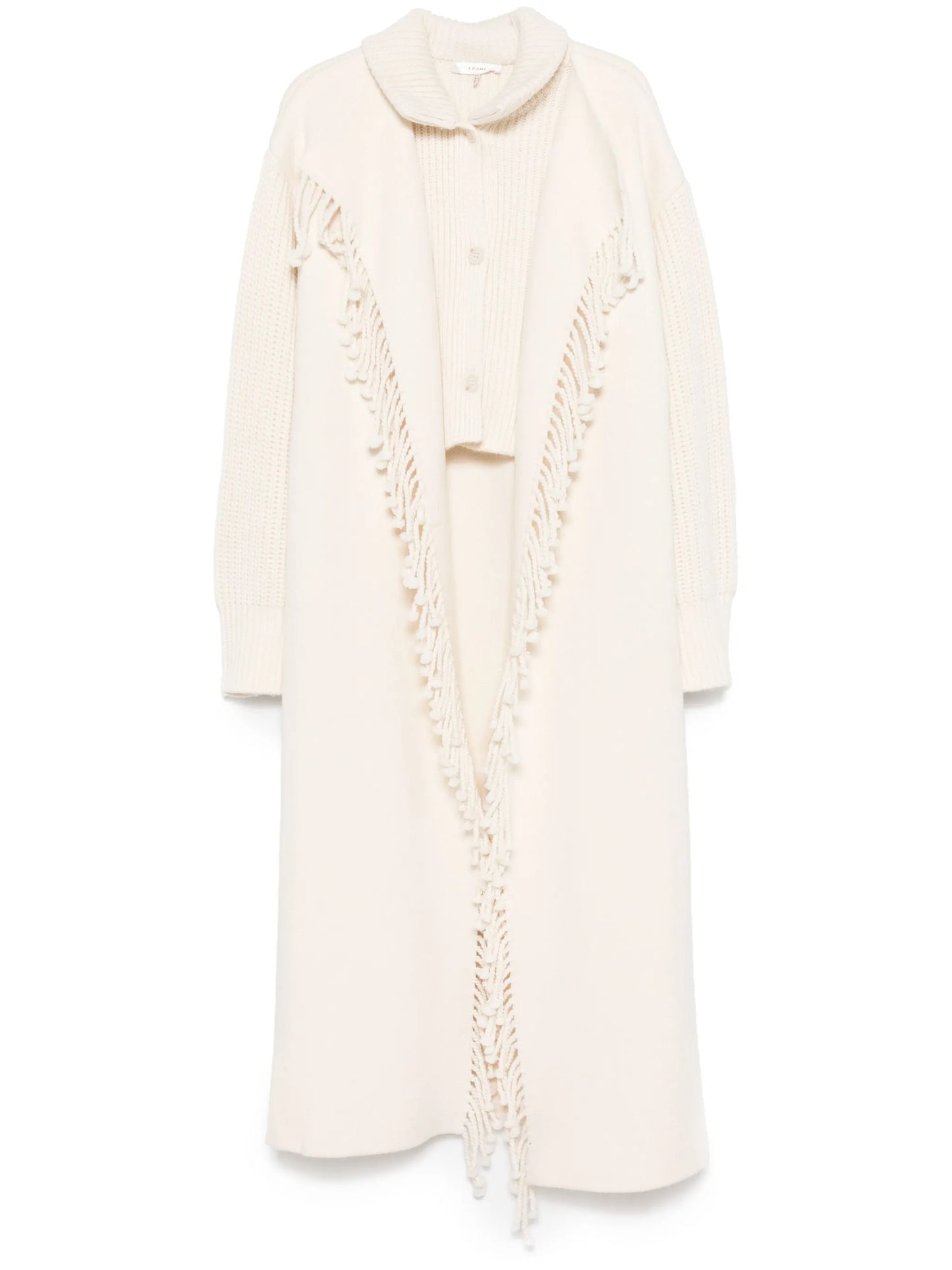 ribbed-detail fringe coat