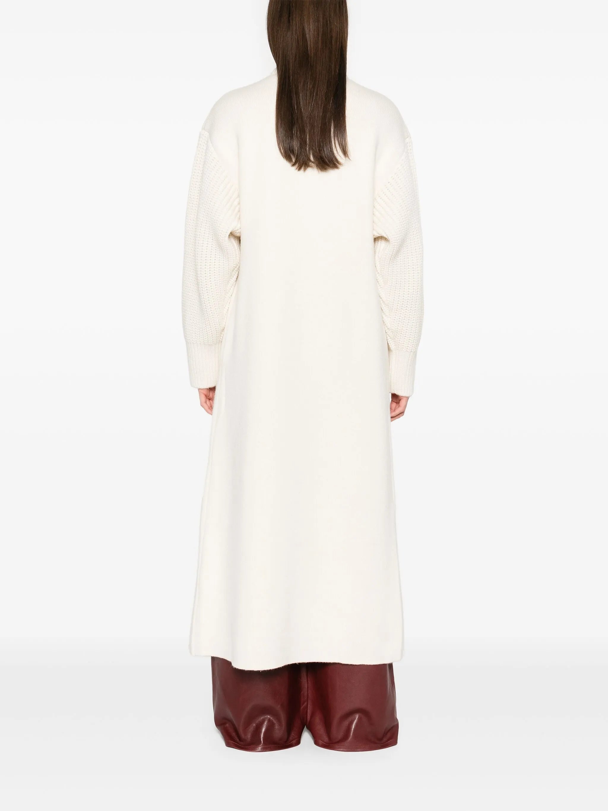 ribbed-detail fringe coat
