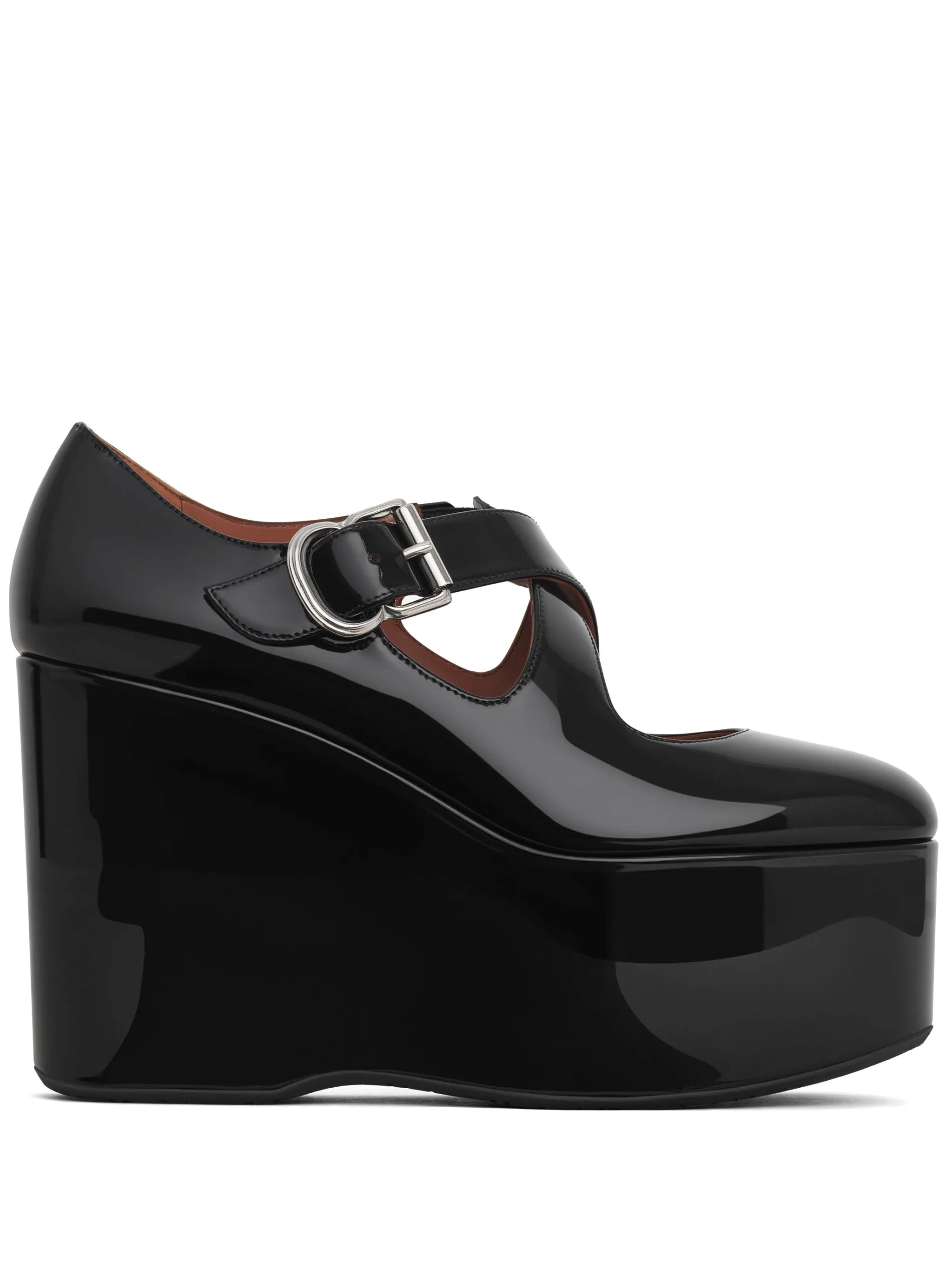 110mm wedges leather pumps