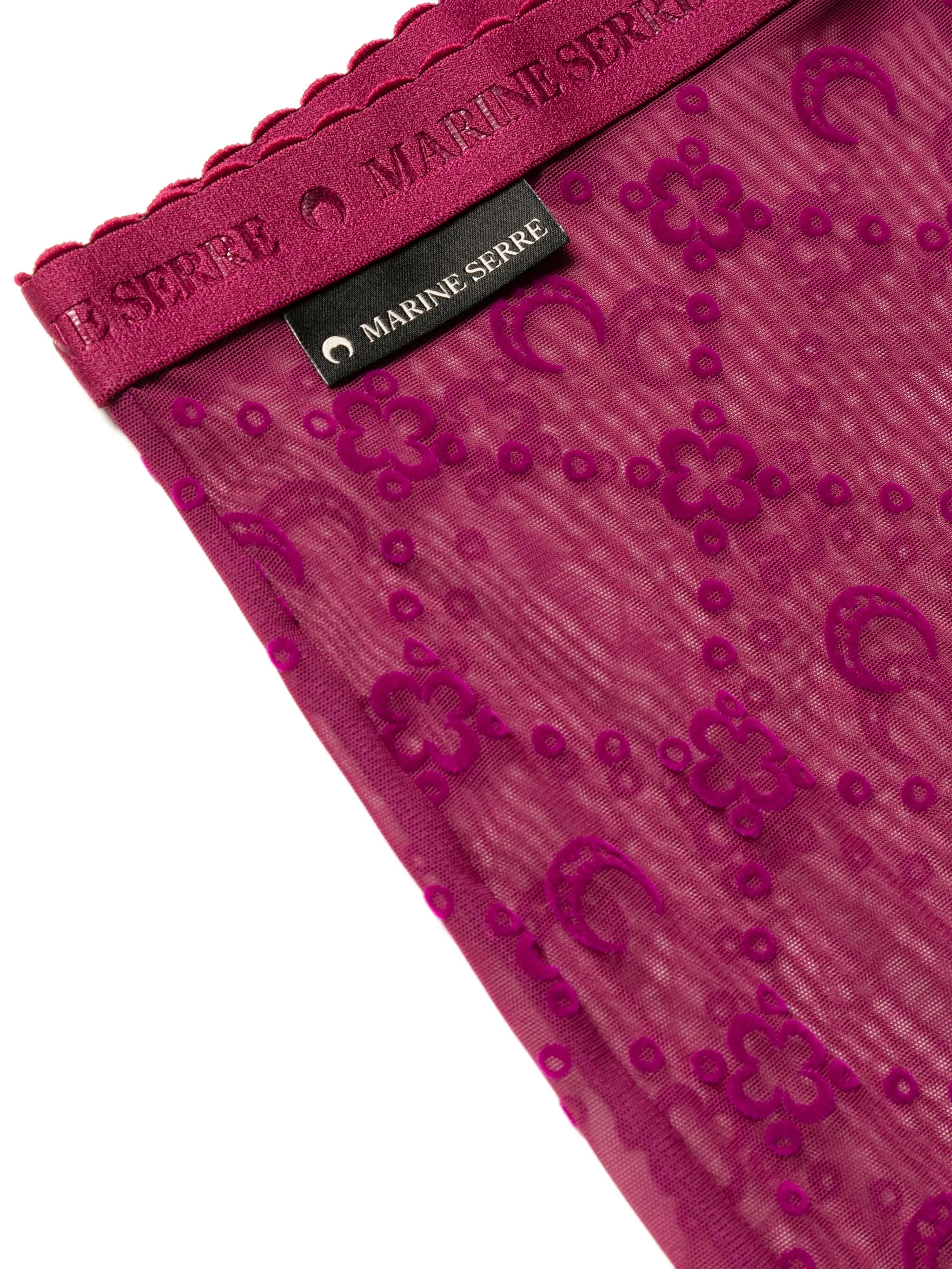 Moonogram-flocked mesh tights
