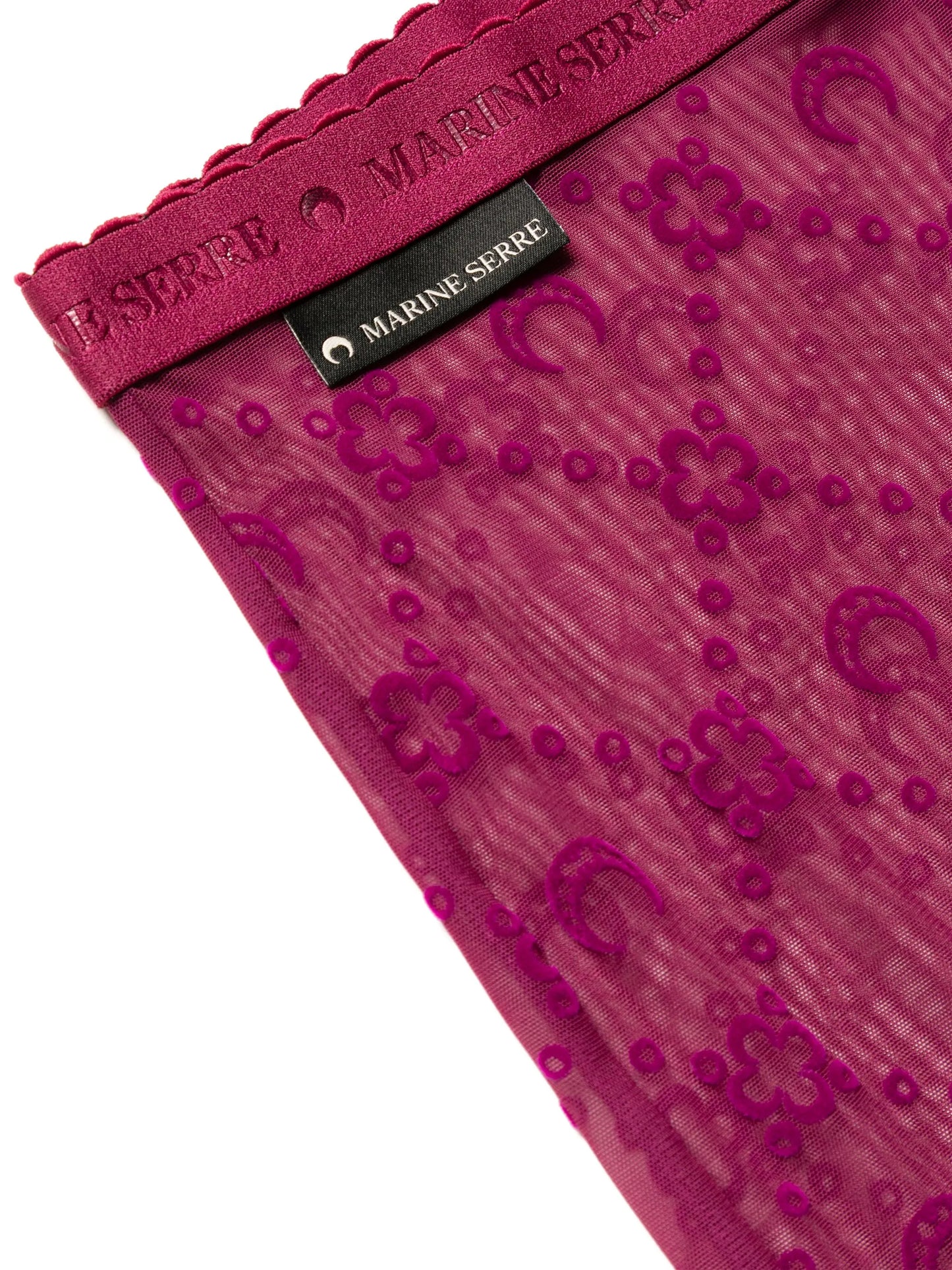 Moonogram-flocked mesh tights