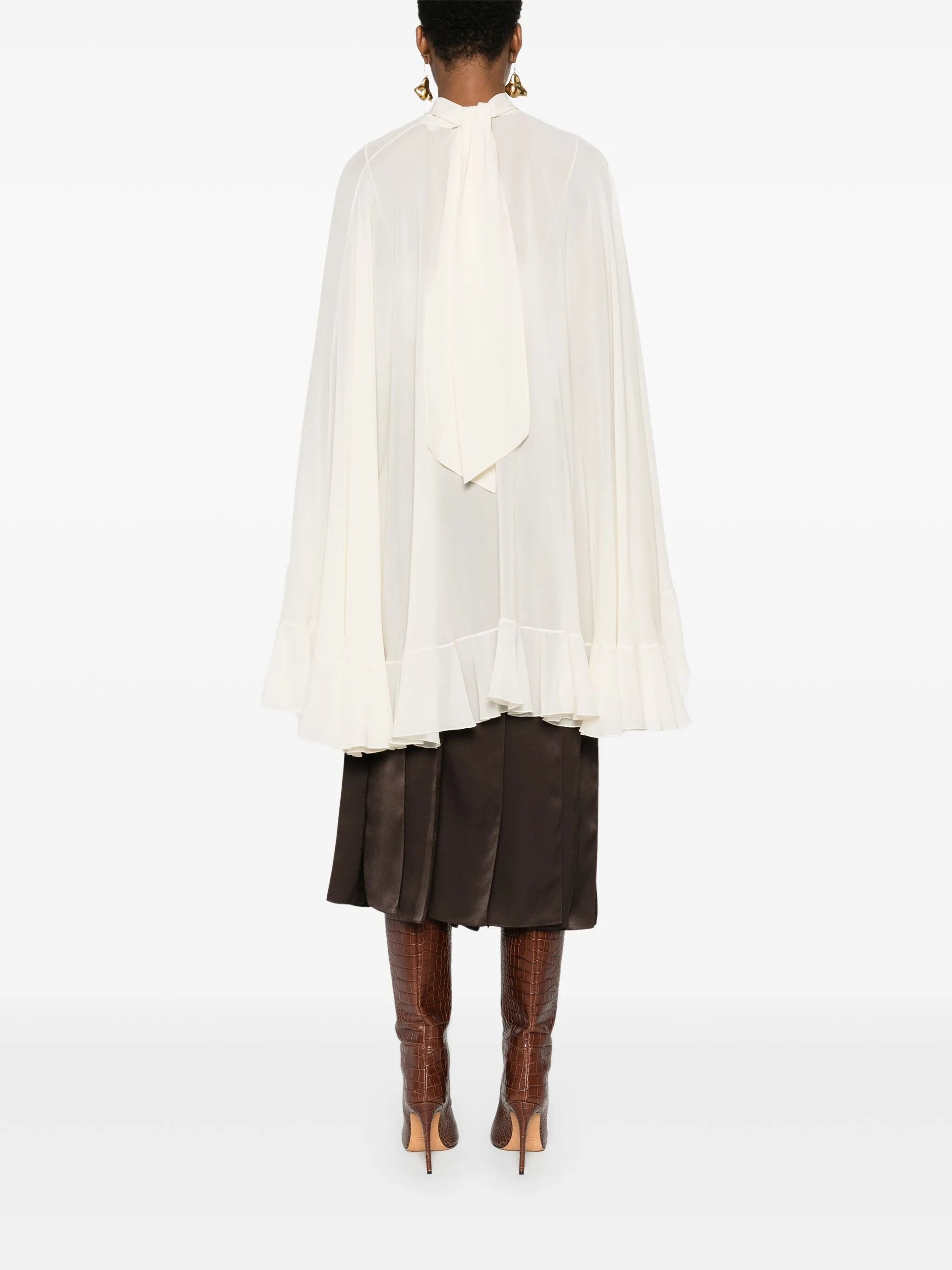silk cape blouse