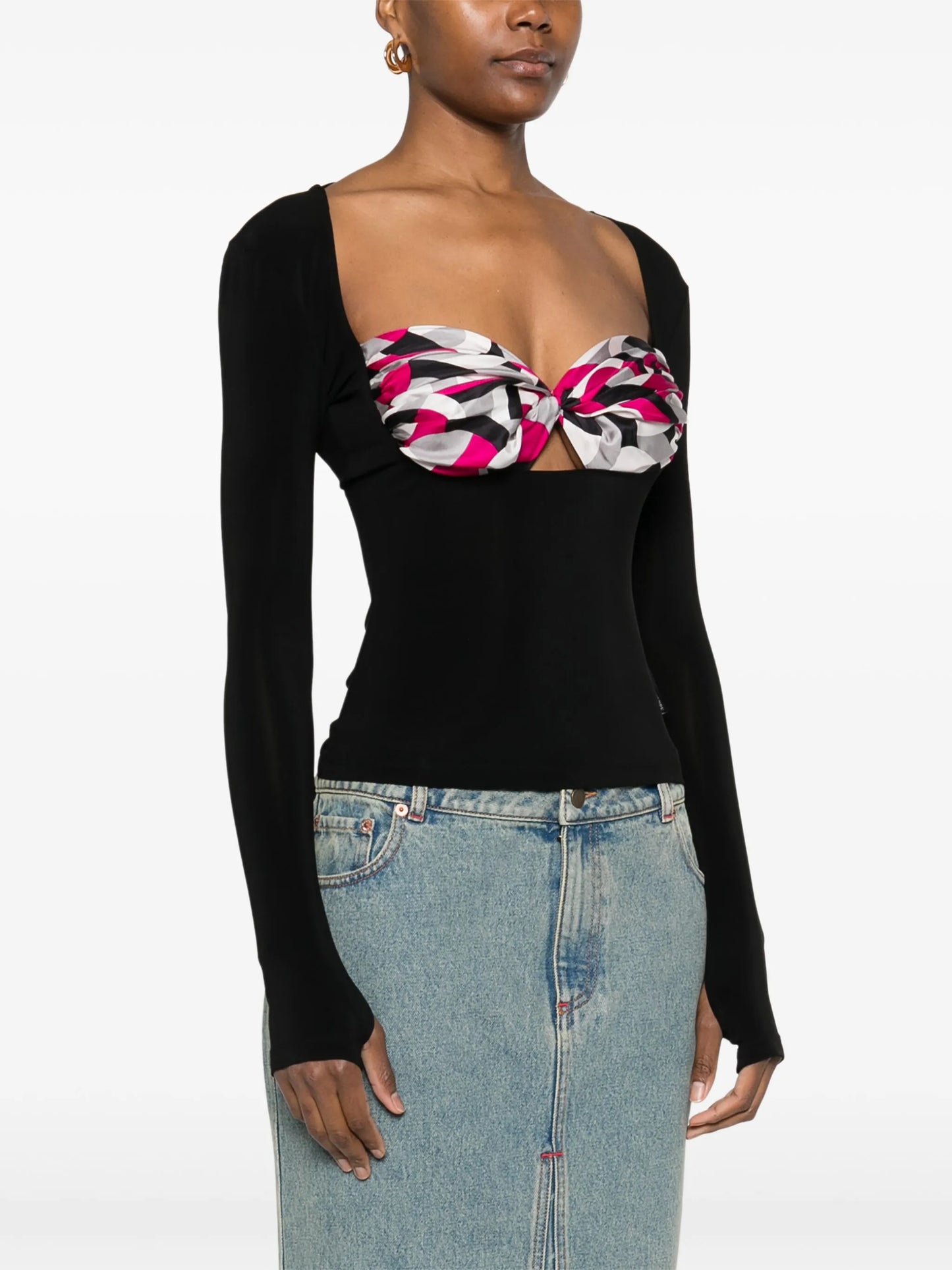 scarf-detailing blouse