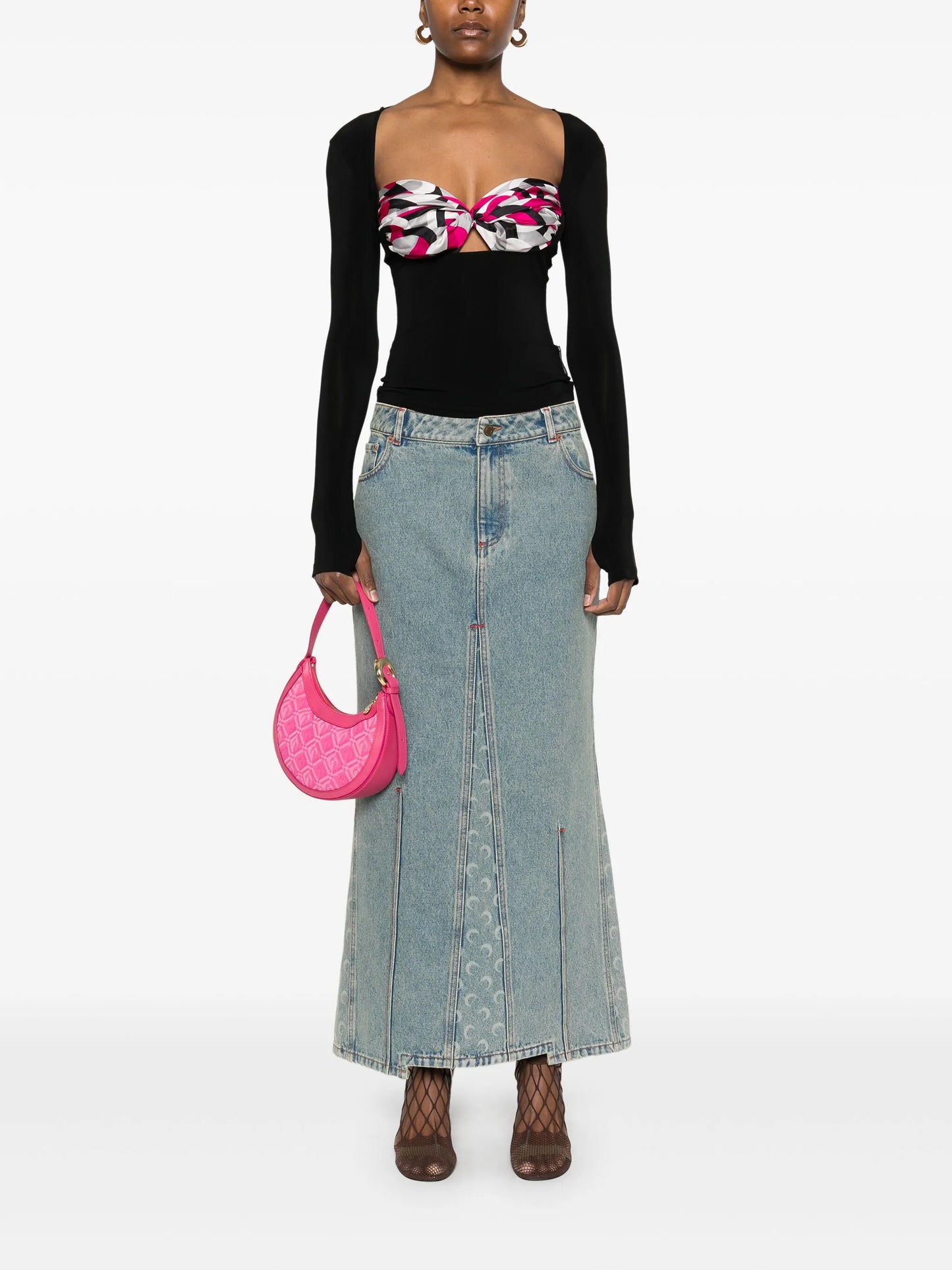 scarf-detailing blouse